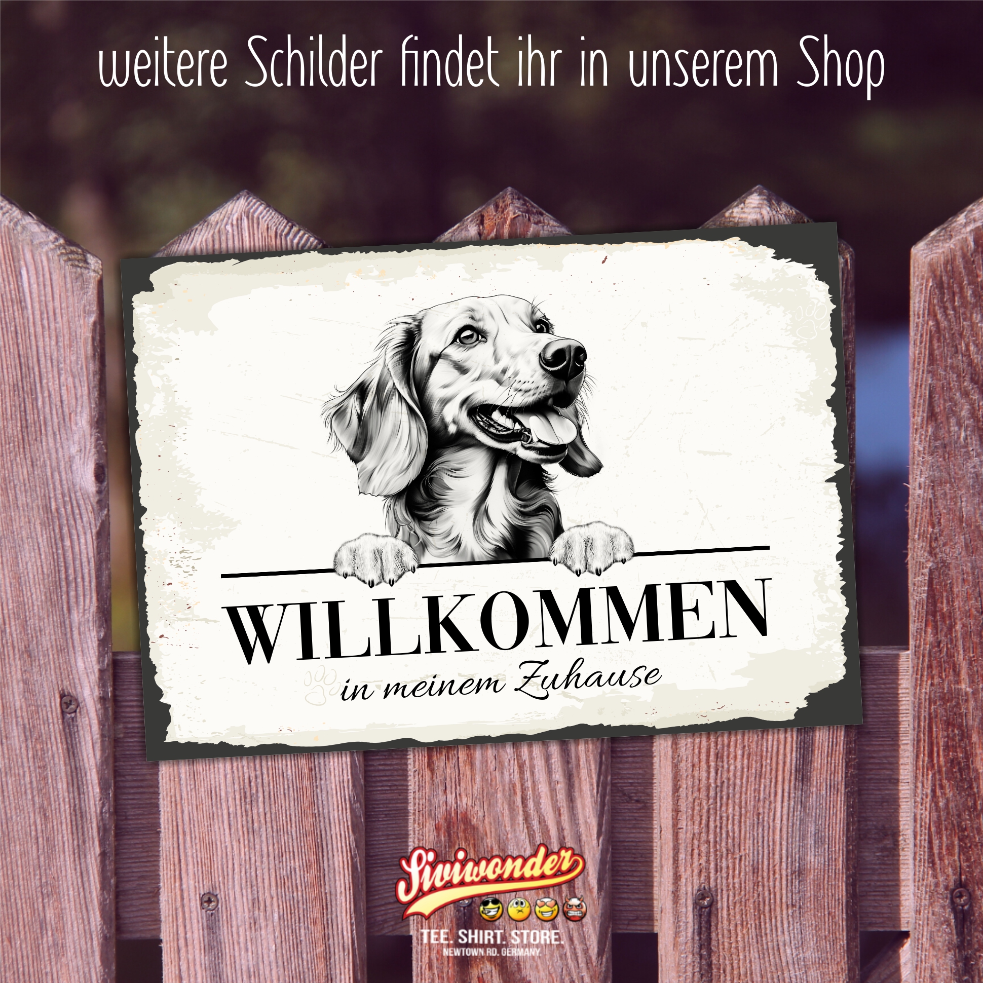 Hundeschild Willkommen Zuhause Dackel No.3 Dog Schild Spruch Türschild  Warnschild