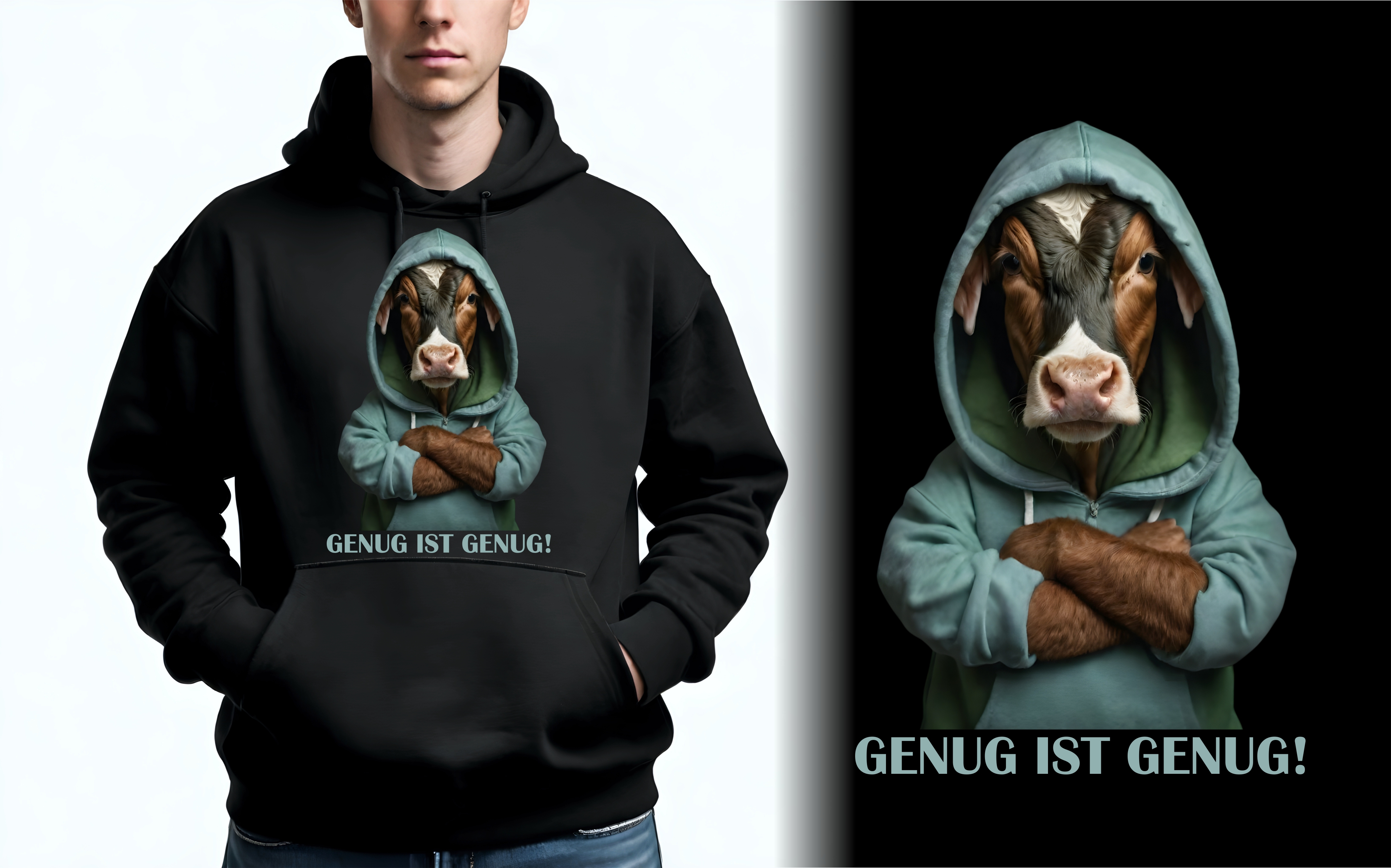 Kuh Bauern Protest No.1 Hoodie Unisex Sweatshirt Sprüche genug ist genug Cow Landwirt