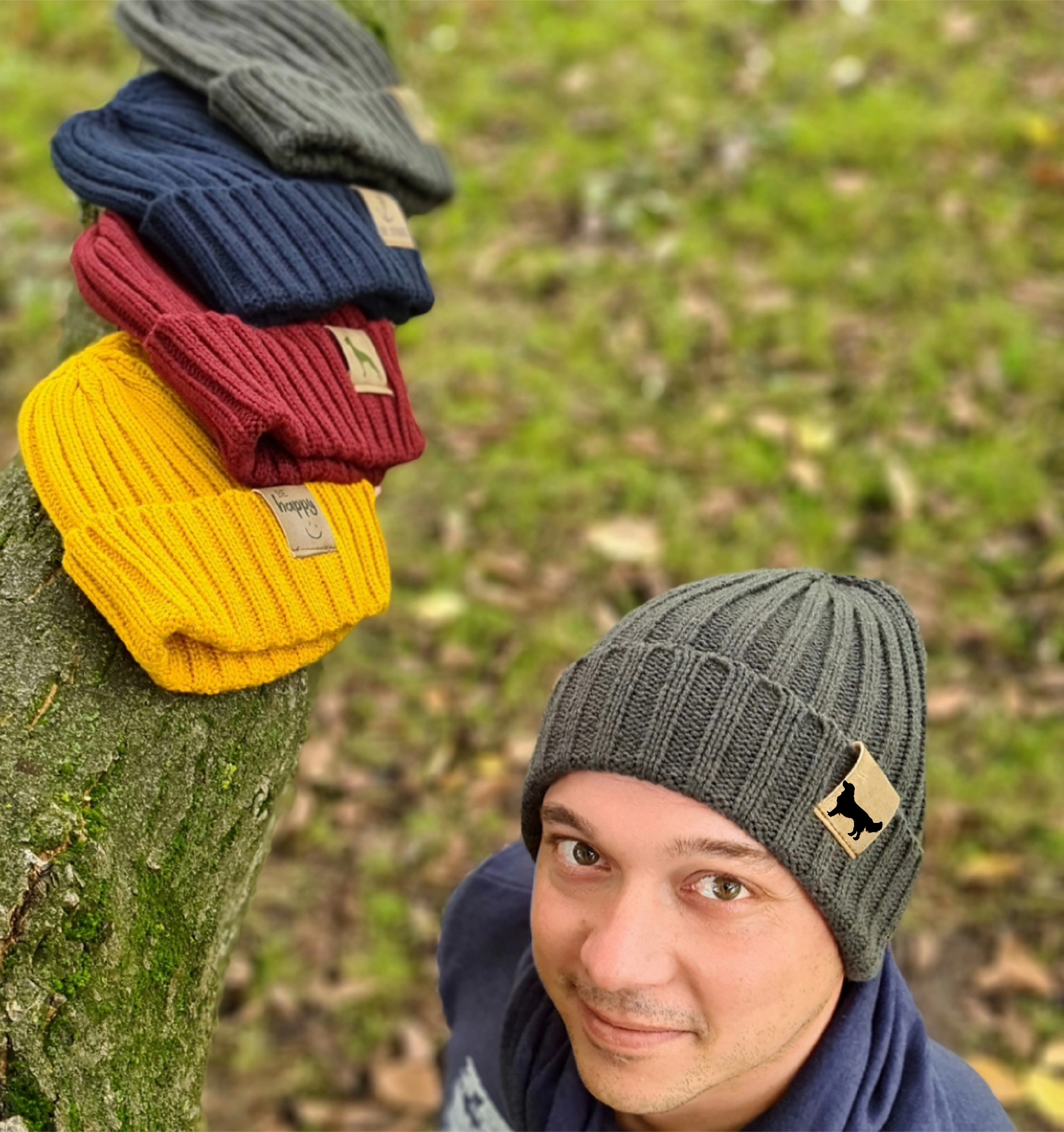 Strickmütze "Golden Retriever Goldie"  Beanie Mütze Urban Witzig Spruch Warm Winter Herbst Farben