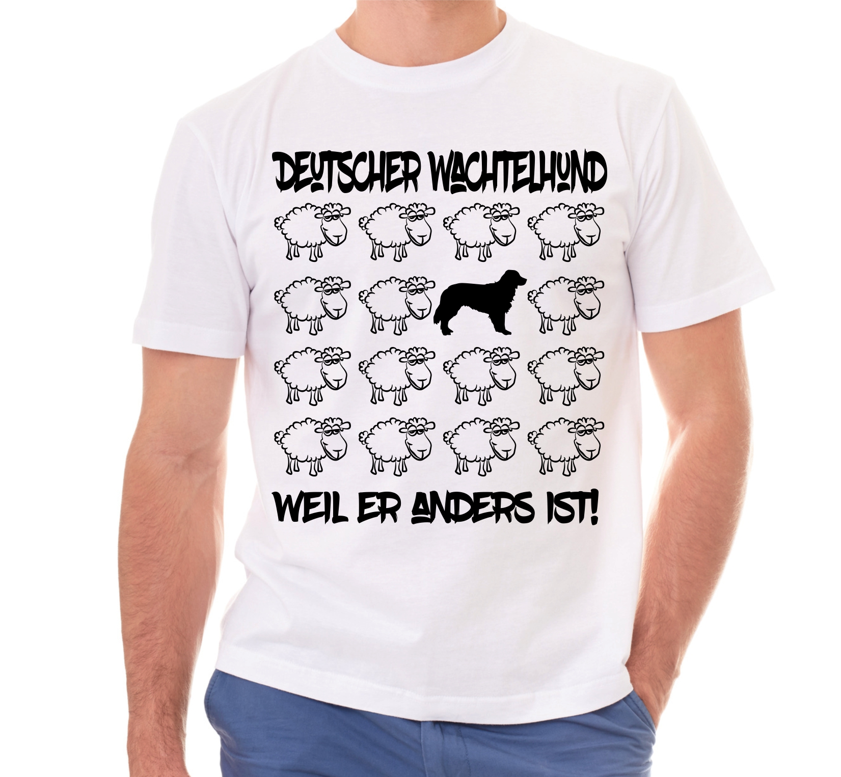 DEUTSCHER WACHTELHUND UNISEX T-SHIRT BLACK SHEEP by SIVIWONDER