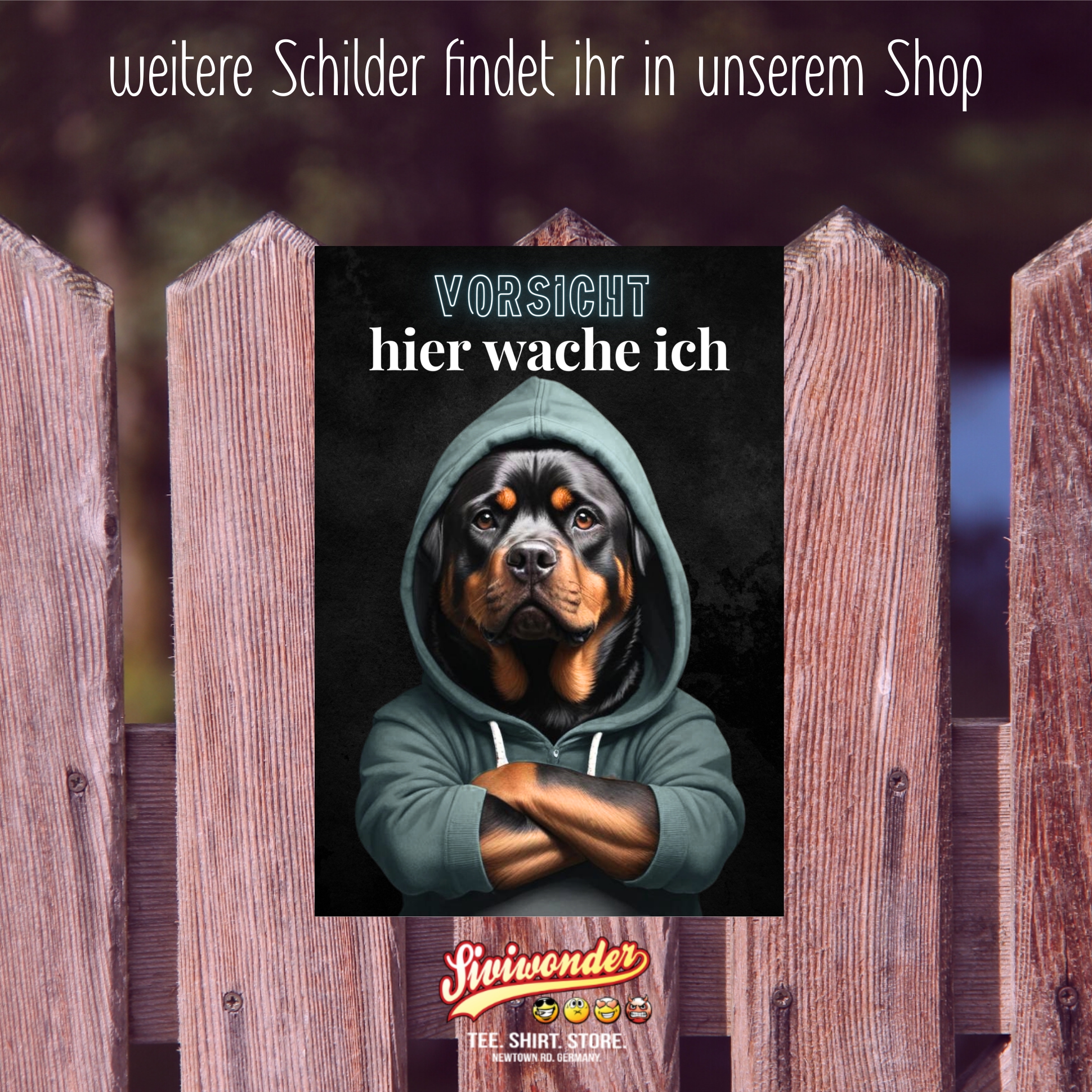 Hundeschild Schild Vorsicht Rottweiler Dog Spruch Türschild Warnschild Hund hier wache ich