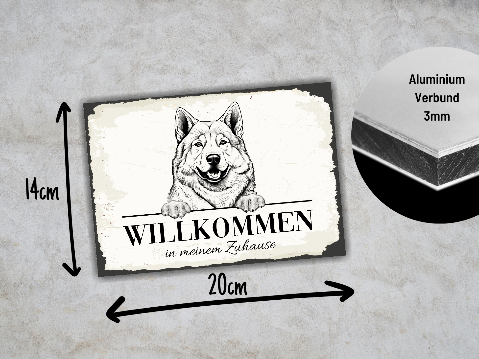 Hundeschild Willkommen Zuhause Akita Inu No.1 Dog Schild Spruch Türschild Warnschild