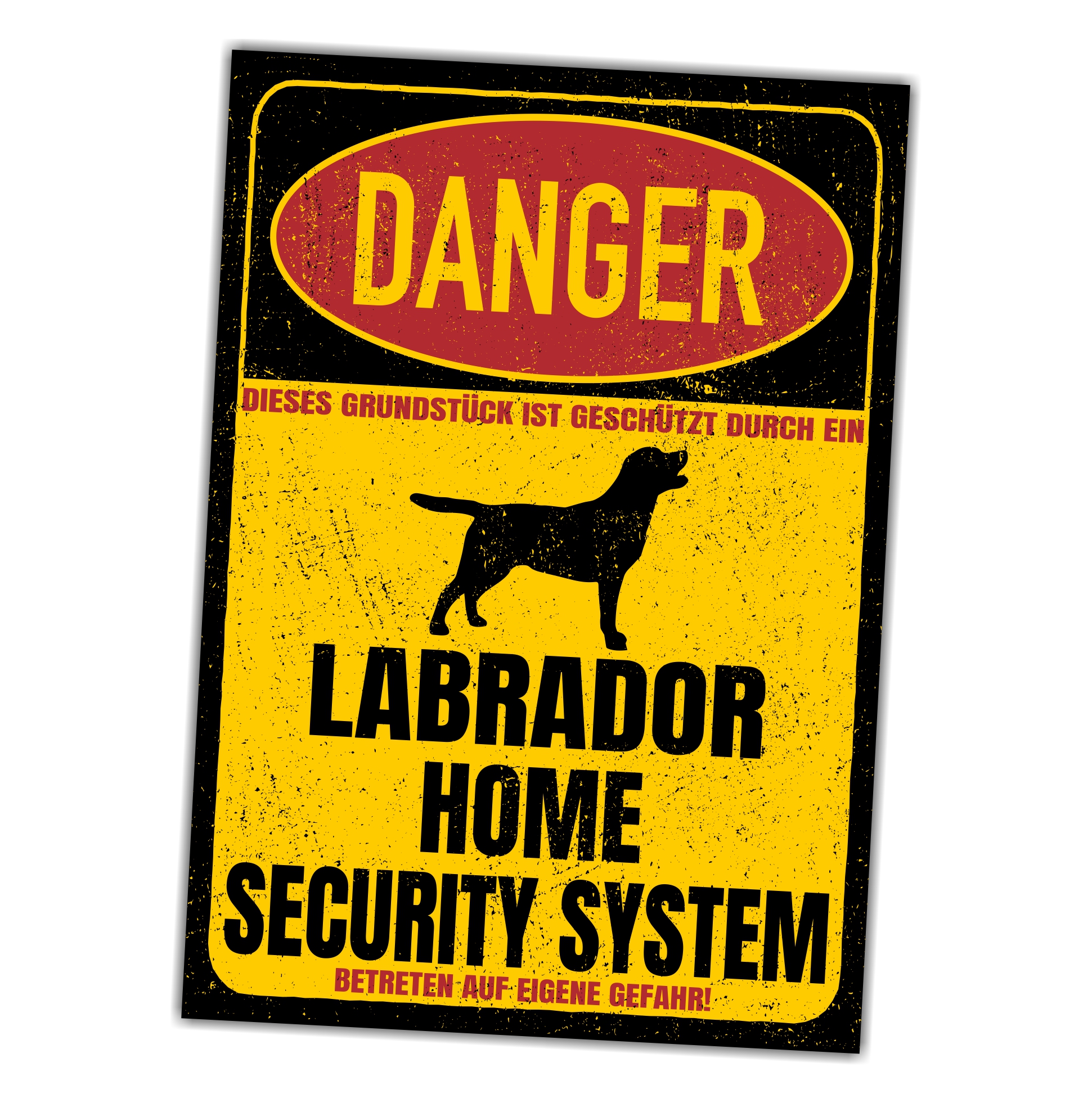 Labrador Labby Retriever Lab Labbie Dog Türschild Danger Security System Warnschild Hund Schilder Hundeschild