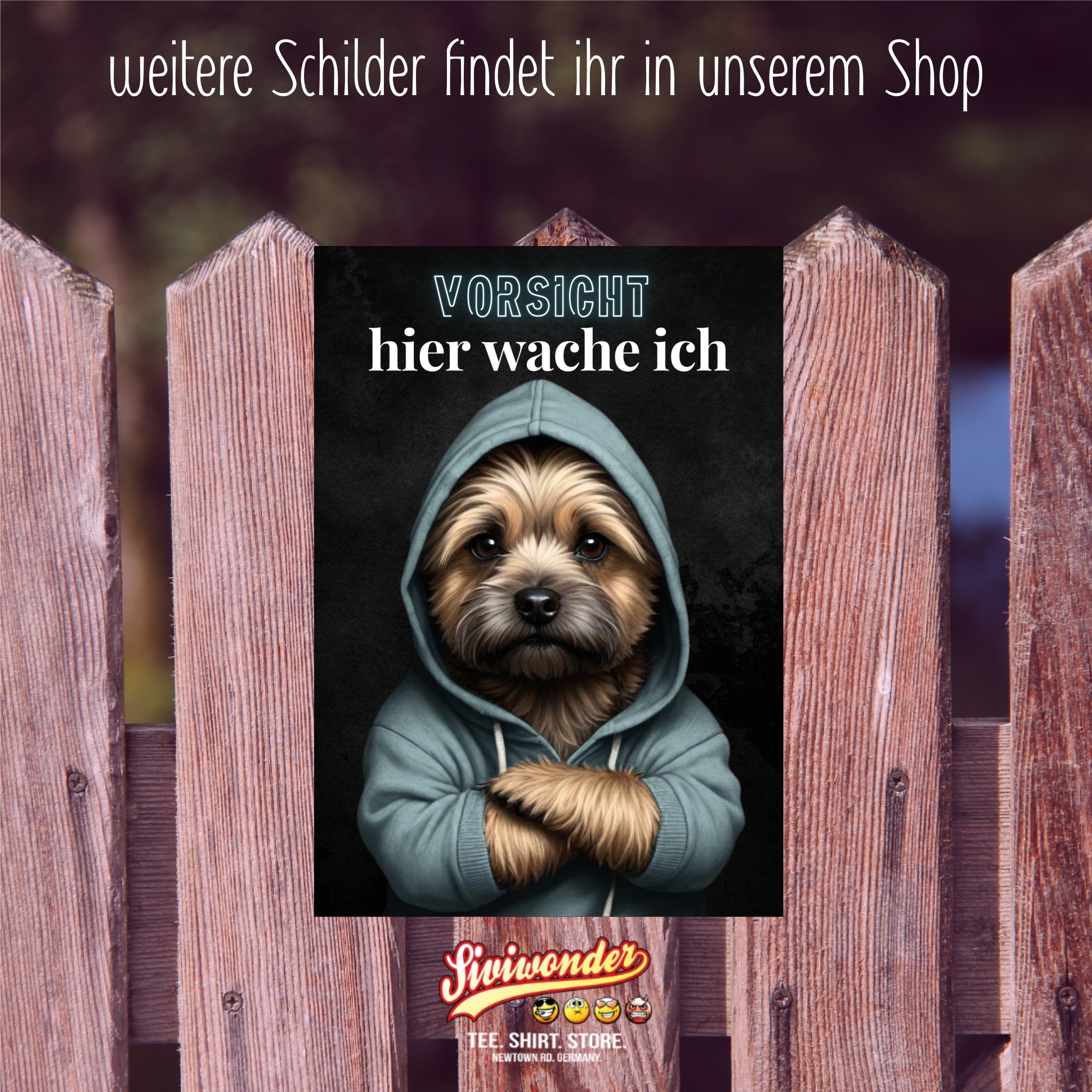 Hundeschild Schild Vorsicht Cairn Terrier Dog Spruch Türschild Warnschild Hund hier wache ich
