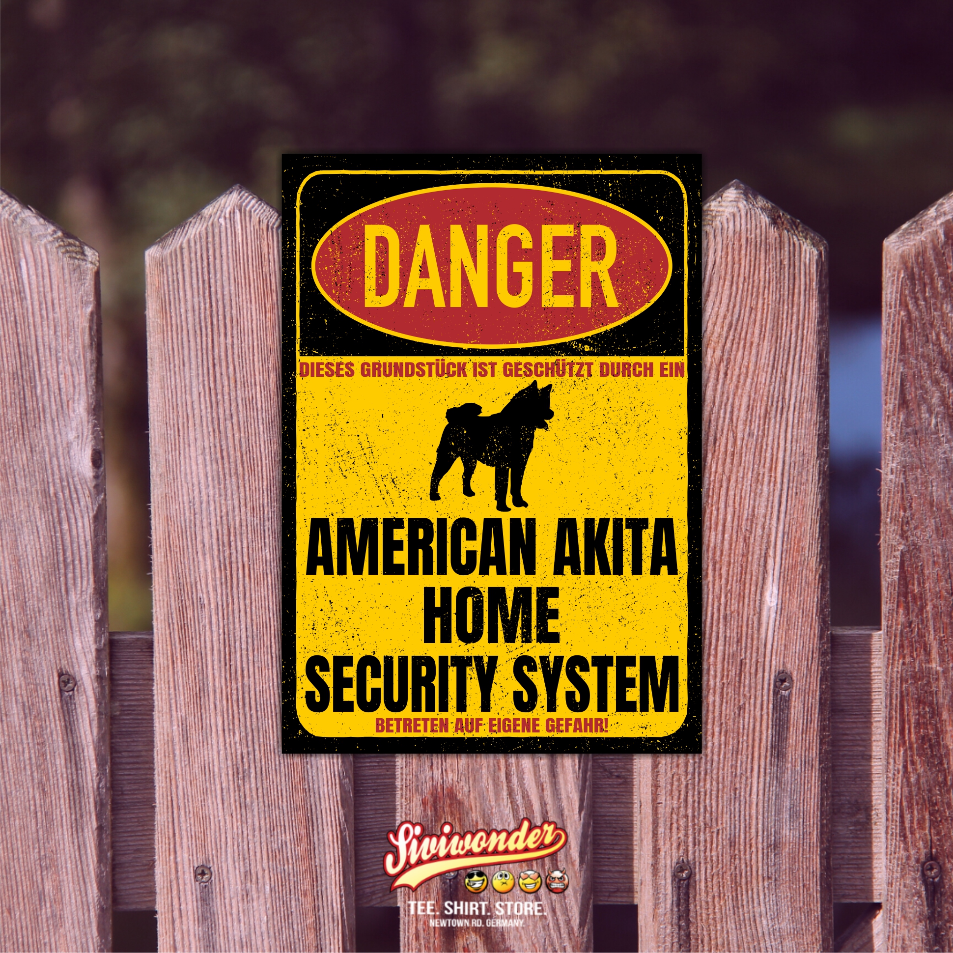 American Akita Inu Japan Great Japanese Dog Dog Türschild Danger Security System Warnschild Hund Schilder Hundeschild happy Design by Siviwonder