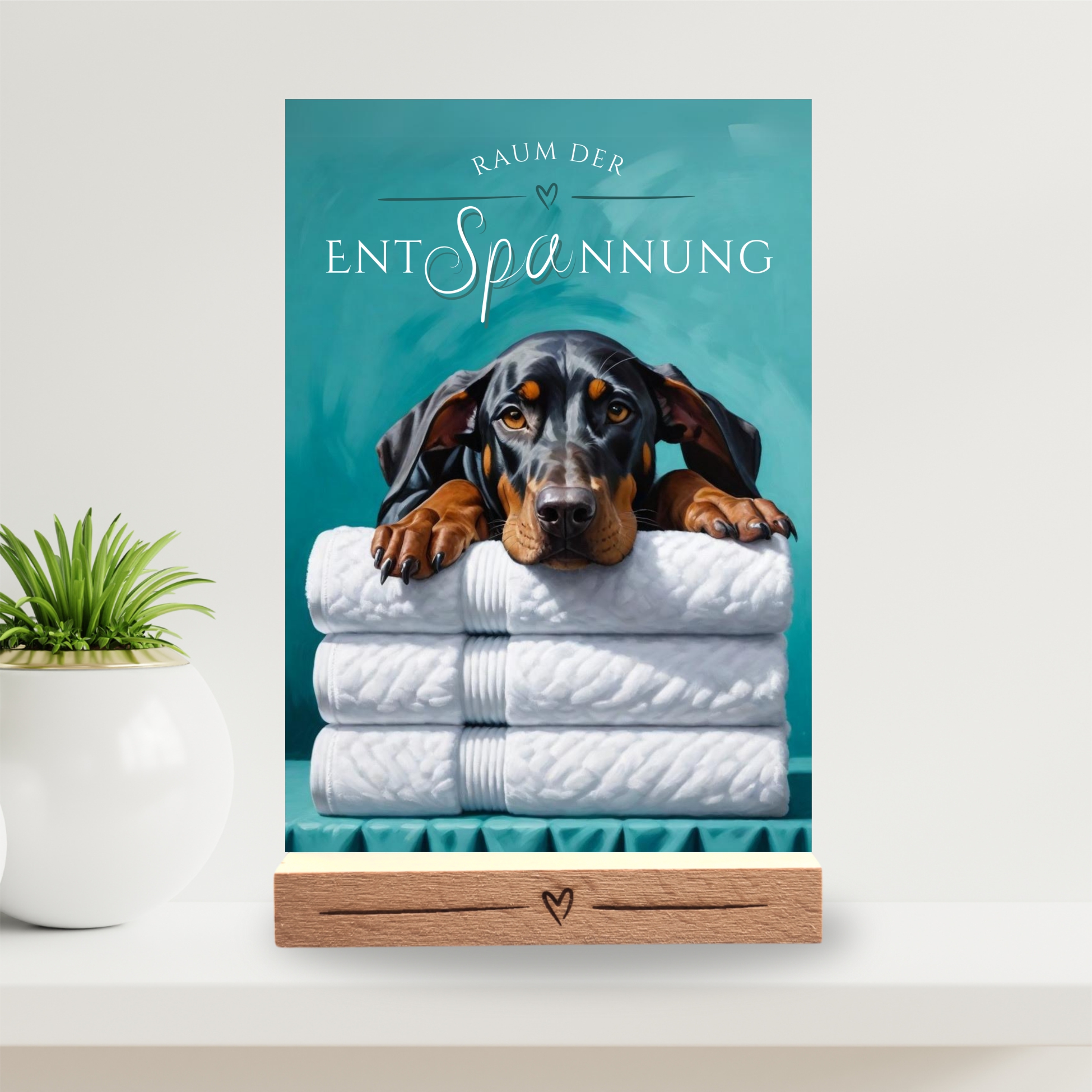 Hundeschild Deko Badezimmer Wellness  Dobermann Dobi Schild Spruch