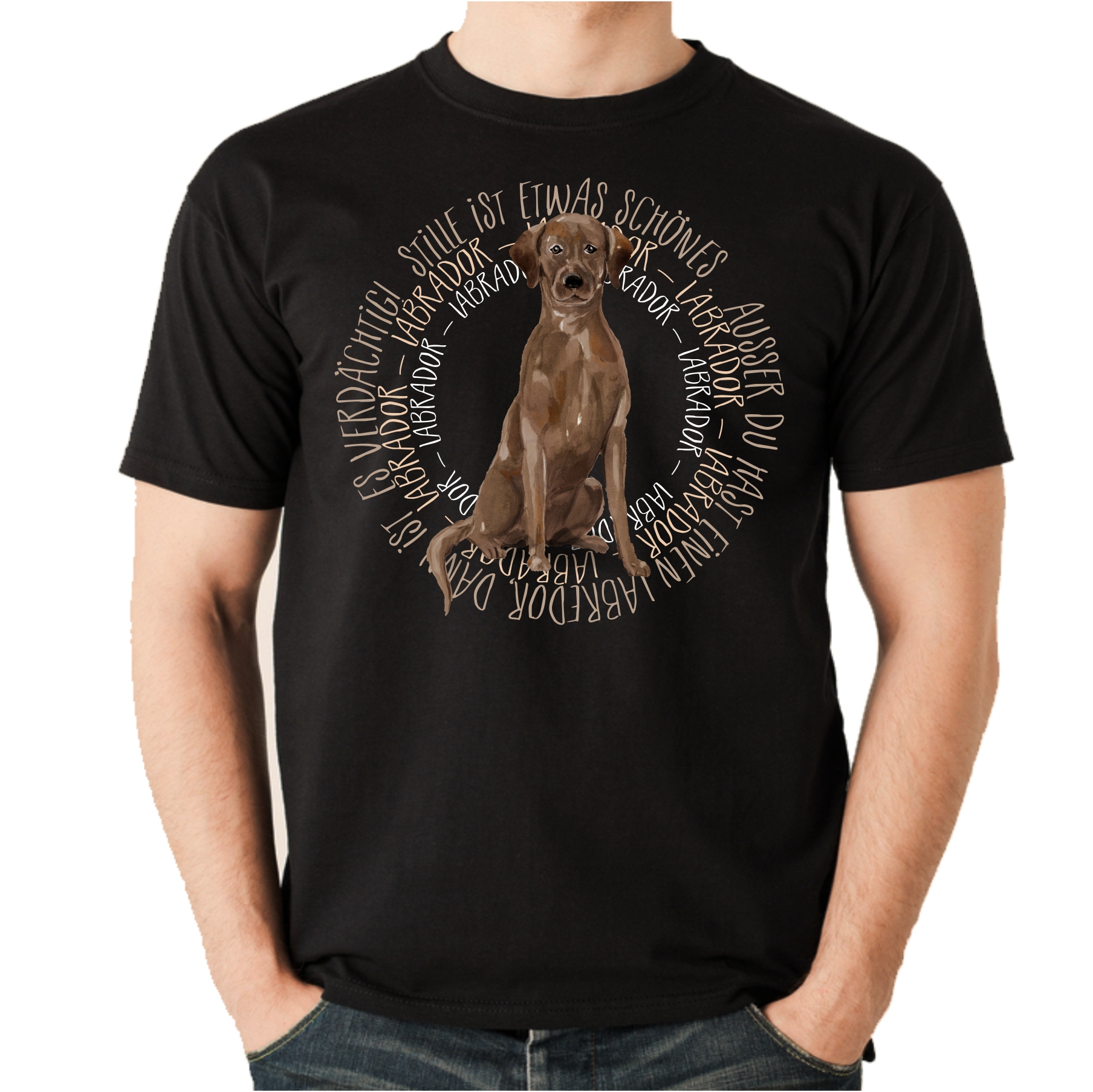 BROWN LABRADOR UNISEX T-SHIRT CIRCLE Watercolor by SIVIWONDER