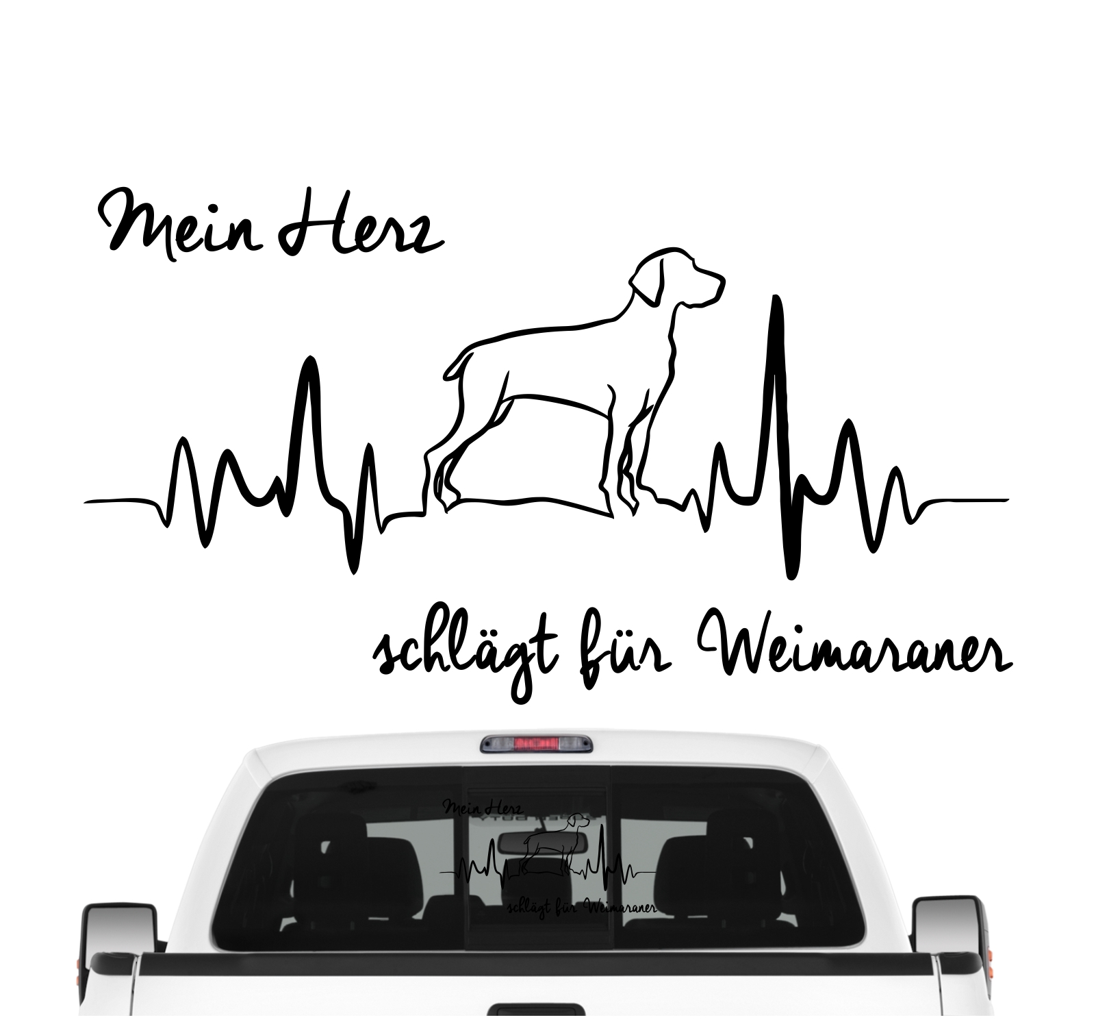 Weimaraner Vorstehhund Weim Grey Ghost Hundeaufkleber Herz AUTOAUFKLEBER Aufkleber