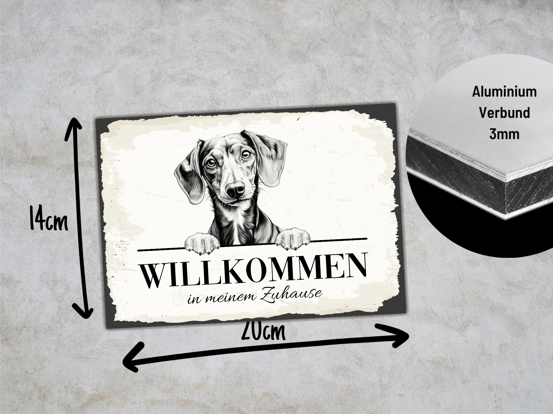 Hundeschild Willkommen Zuhause Dackel No.6 Dog Schild Spruch Türschild Warnschild