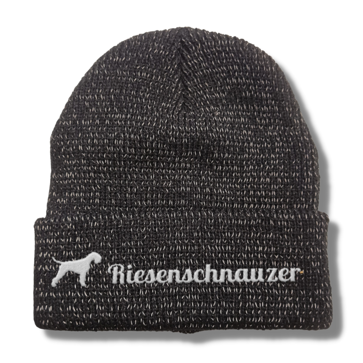 Riesenschnauzer reflektierende Mütze Stickerei Hund Winter Strickmütze reflex Beanie warm