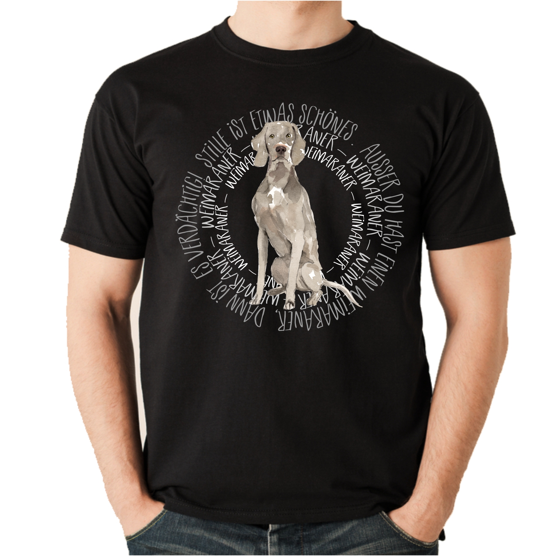 WEIMARANER UNISEX T-SHIRT CIRCLE Watercolor by SIVIWONDER
