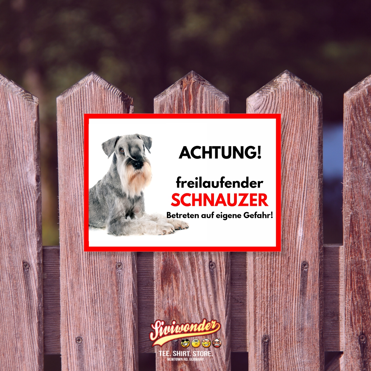 Schnauzer Freilaufender Hund Dog Schild Spruch Türschild Hundeschild Warnschild