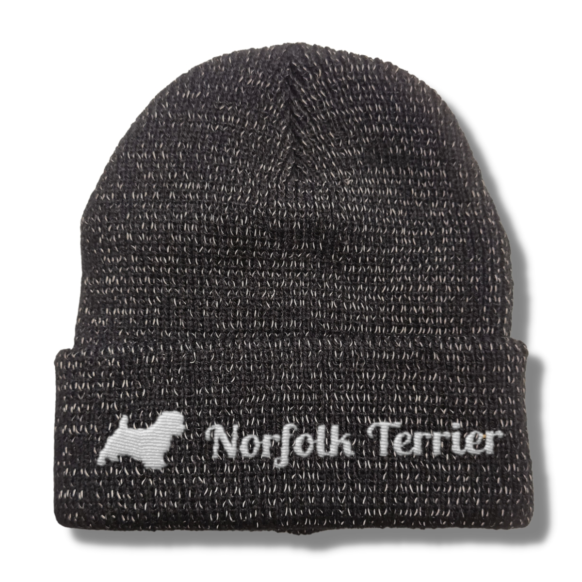Norfolk Terrier reflektierende Mütze Stickerei Hund Winter Strickmütze reflex Beanie warm