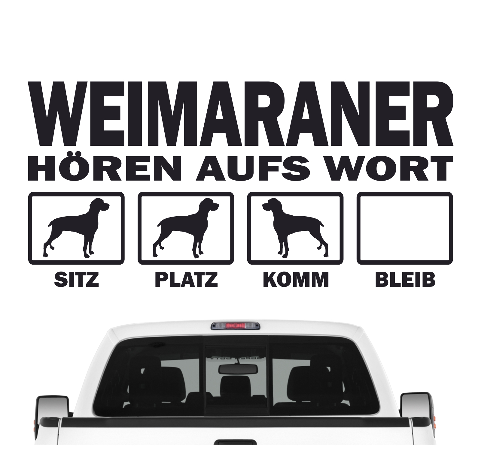 Weimaraner Weim Vorstehhund  Grey Ghost Hört aufs Wort Hunde Aufkleber Sticker Autoaufkleber Wandtattoo Tattoo