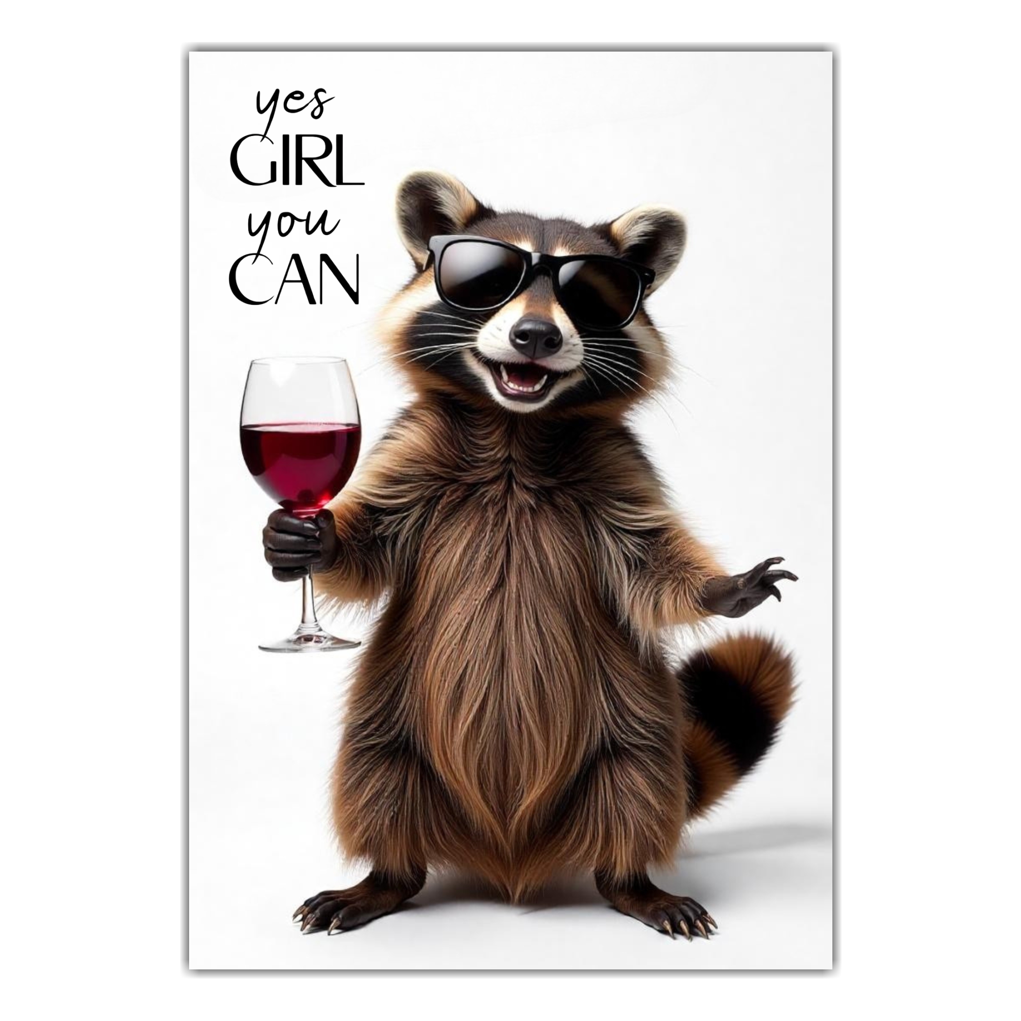 Schild Waschbär Artprint Wein Spruch Deko Wanddekor Geschenkidee Quotes Weinliebhaber Racoon
