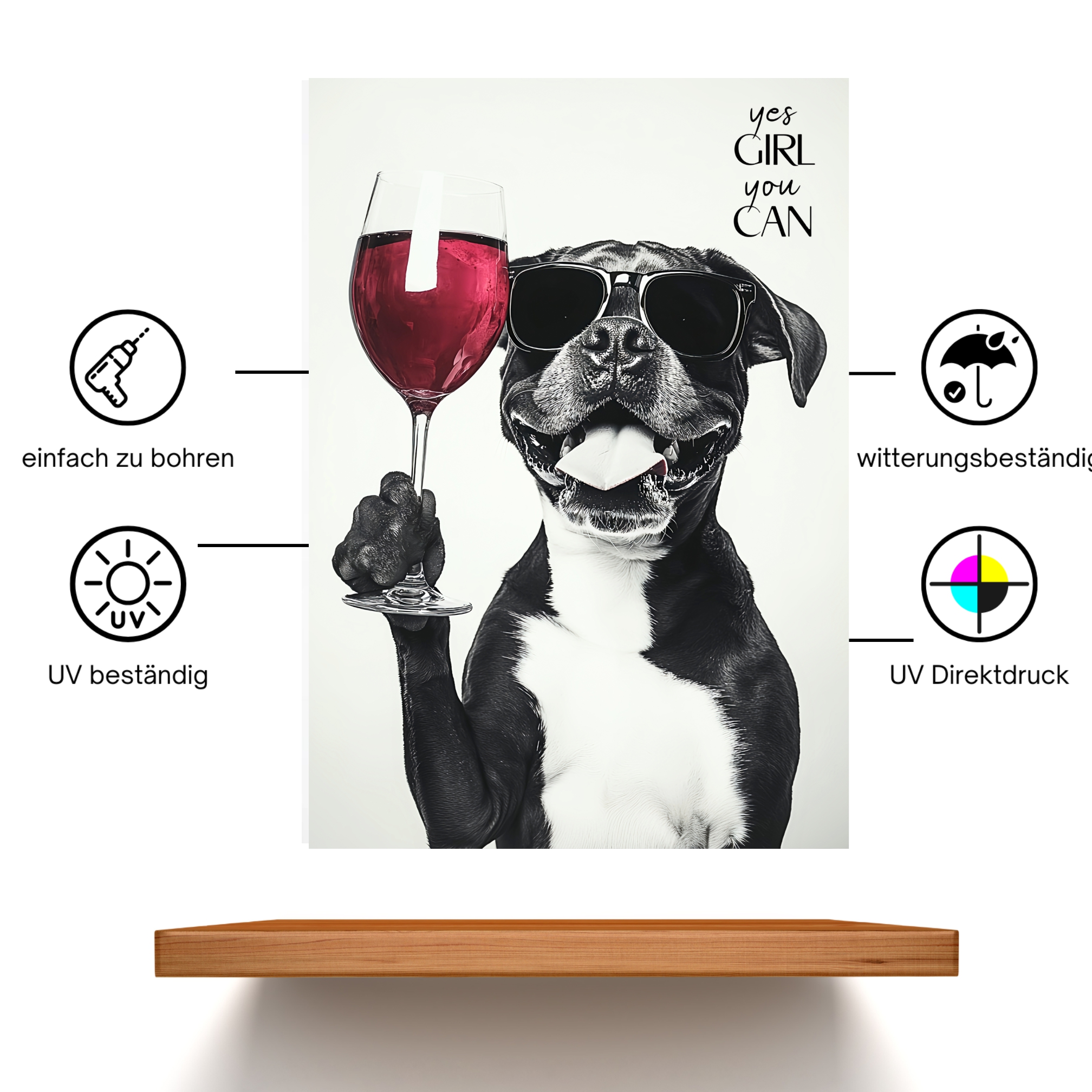 Schild Hund Boxer Artprint Wein Spruch Deko Wanddekor Geschenkidee Weinliebhaber Quotes