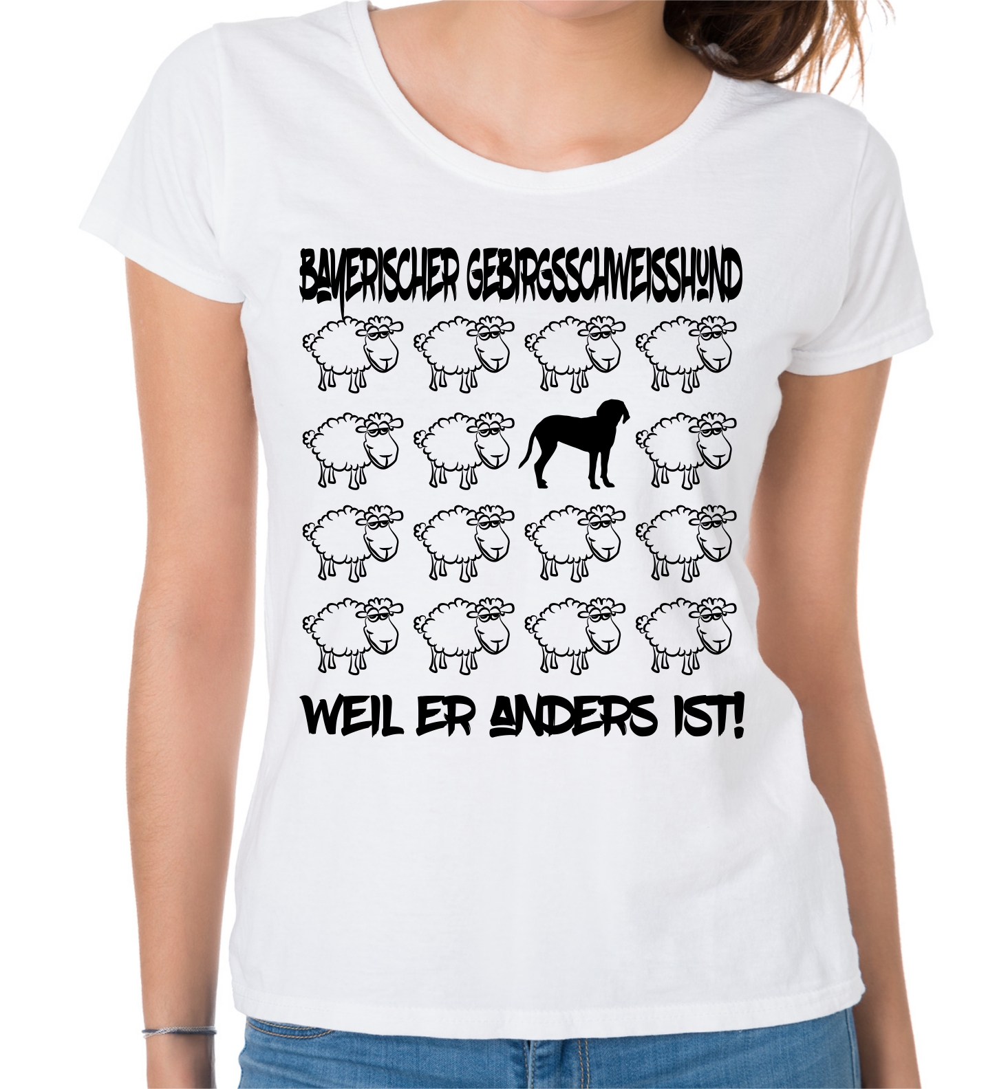 BAYERISCHER GEBIRGSSCHWEIßHUND DAMEN T-SHIRT BLACK SHEEP by SIVIWONDER