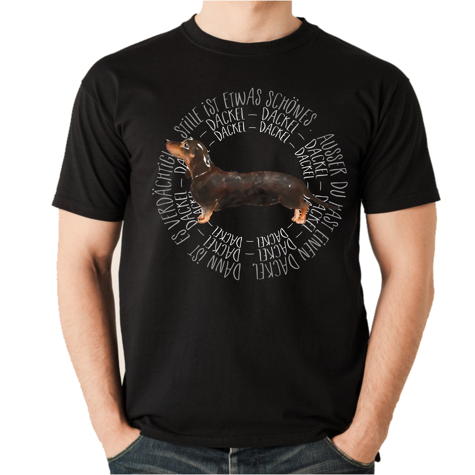 DACKEL UNISEX T-SHIRT CIRCLE Watercolor by SIVIWONDER