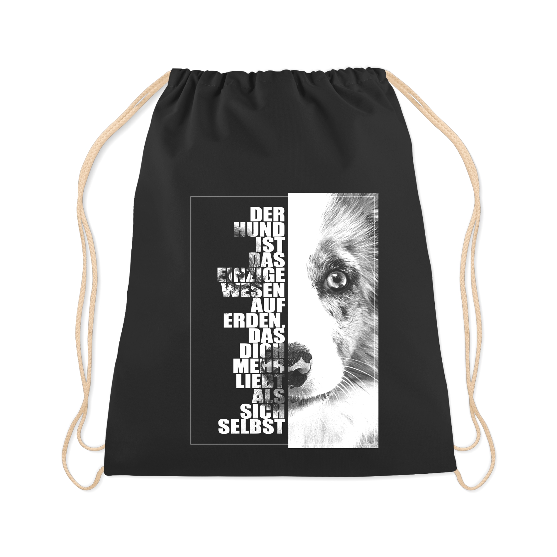 Border Collie Turnbeutel Face Hundemotiv Sheepdog Scotch Sheep Dog Schwarz