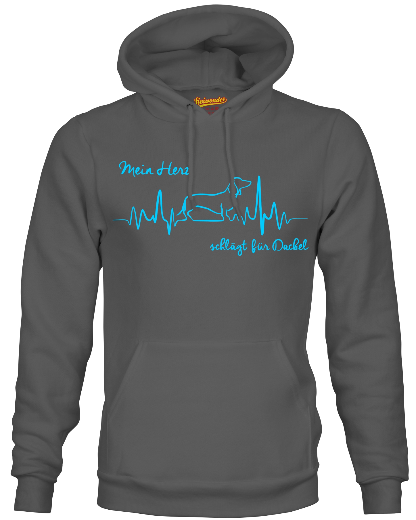 DACKEL SWEATSHIRT HEARTBEAT EKG  Hund Hundemotiv Herz Hoodie