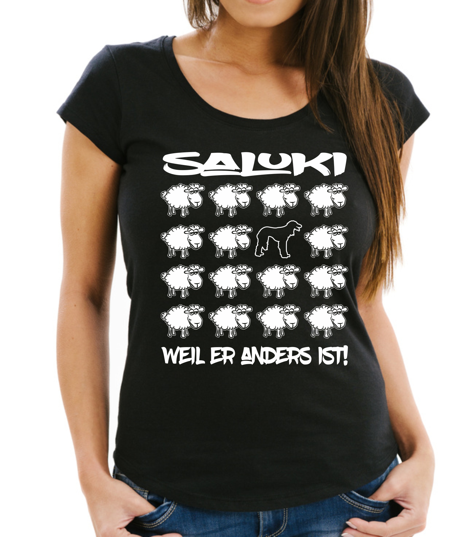 SALUKI DAMEN T-SHIRT BLACK SHEEP by SIVIWONDER
