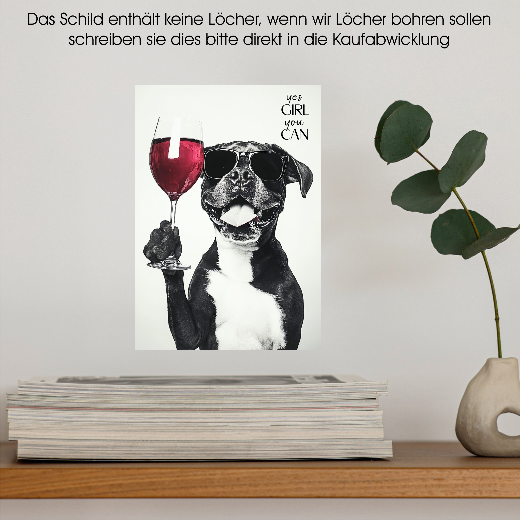 Schild Hund Boxer Artprint Wein Spruch Deko Wanddekor Geschenkidee Weinliebhaber Quotes