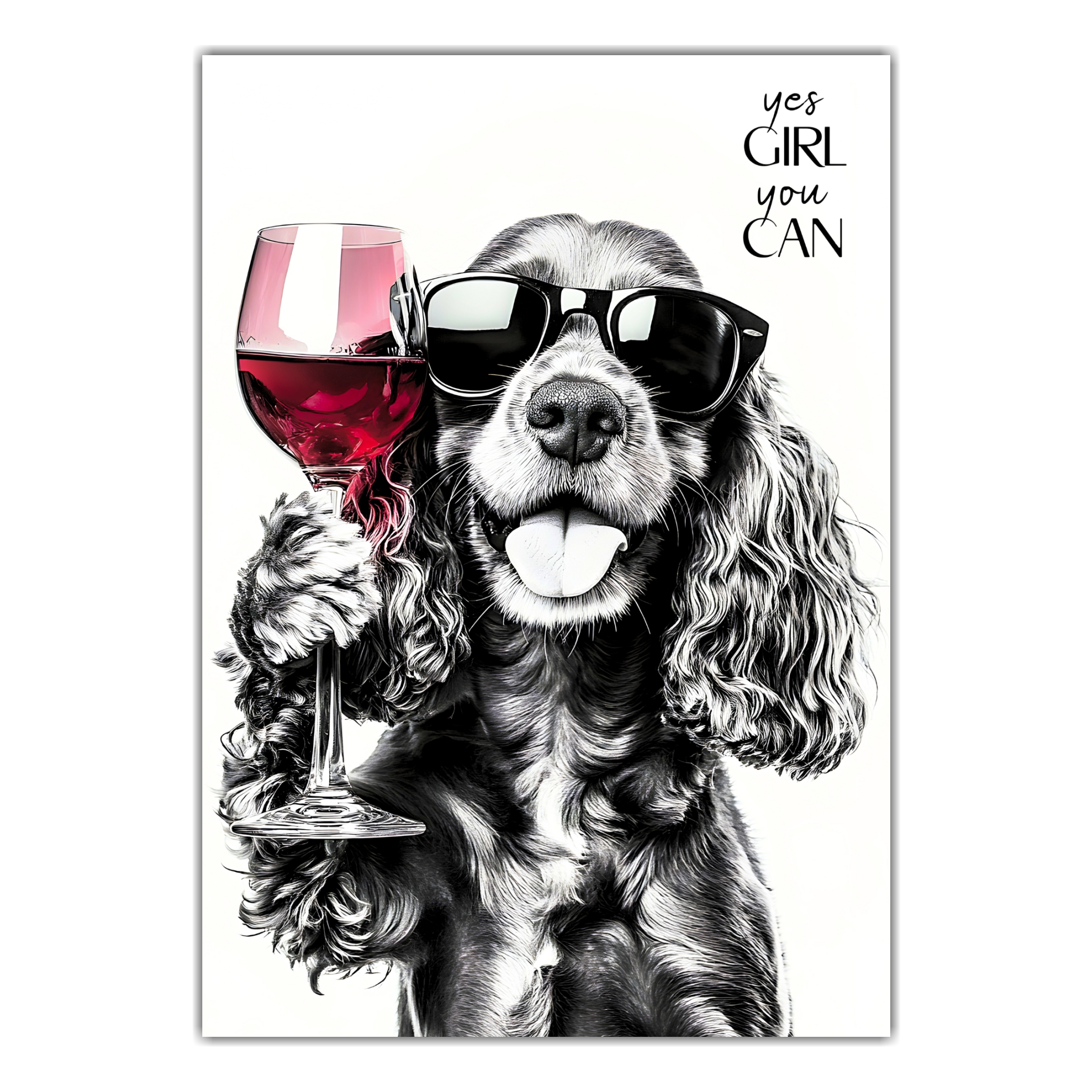 Schild Hund Cocker Spaniel Artprint Wein Spruch Deko Wanddekor Geschenkidee Weinliebhaber Quotes