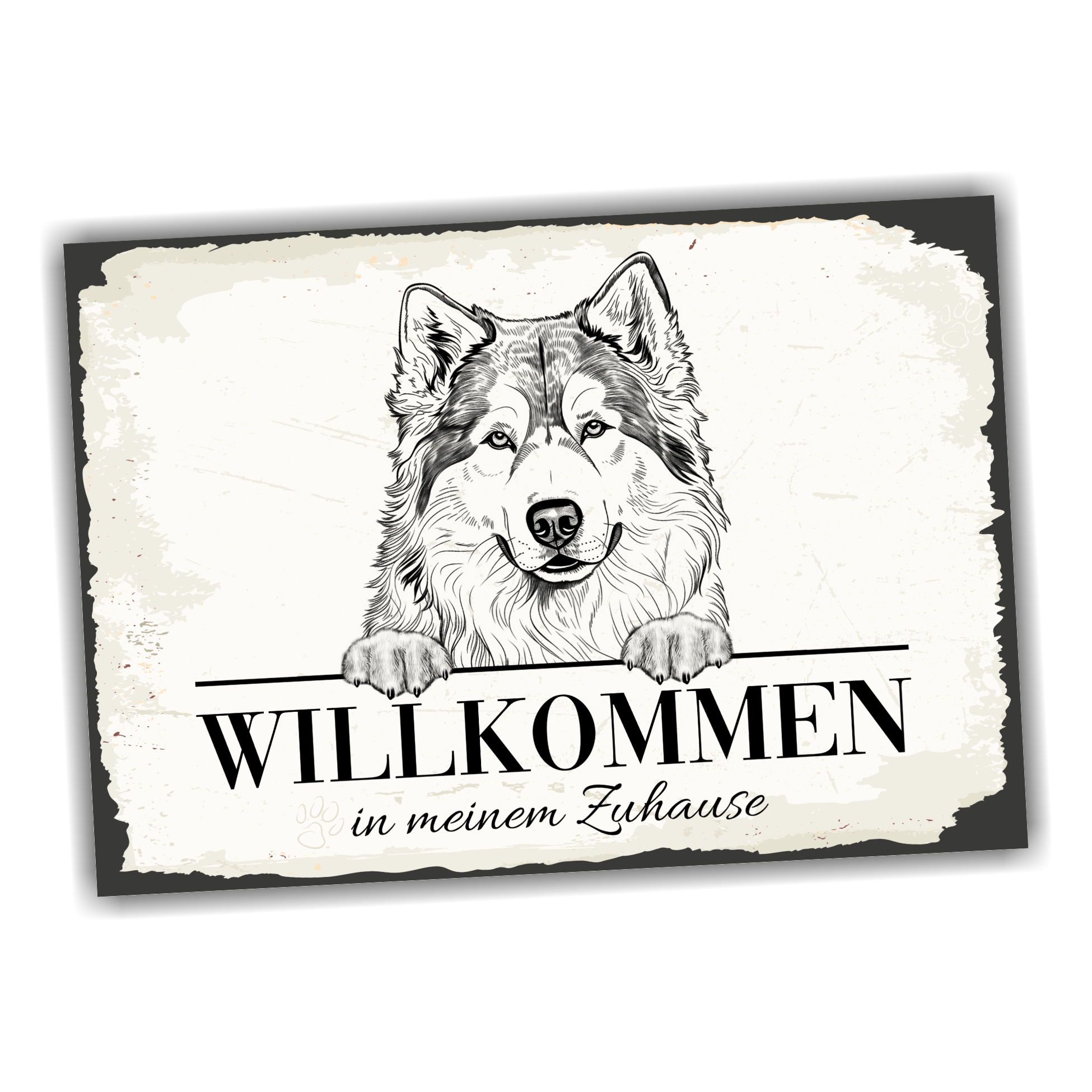 Hundeschild Willkommen Zuhause Alaskan Malamute No.1 Dog Schild Spruch Türschild Warnschild