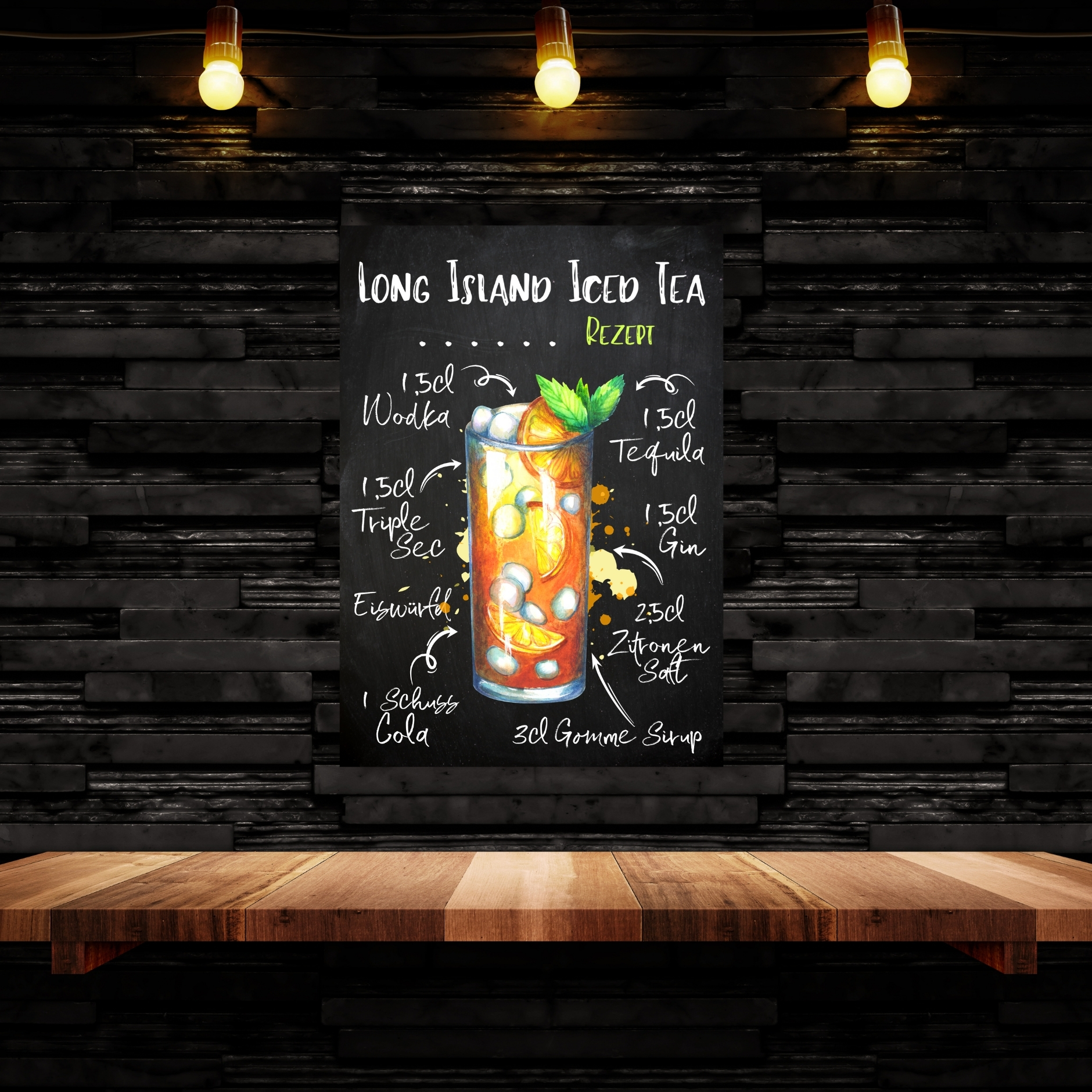 Long Island Iced Tea Rezept Schild für deinen Partykeller Türschild Warnschild Privatgrundstück lustiges Spaß Schild  happy Design by Siviwonder
