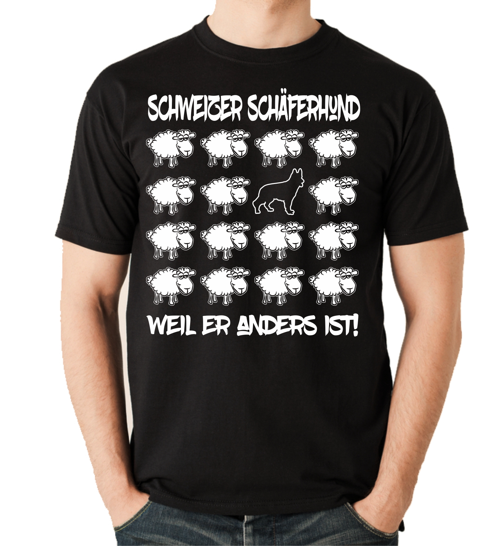 SCHWEIZER SCHÄFERHUND UNISEX T-SHIRT BLACK SHEEP by SIVIWONDER