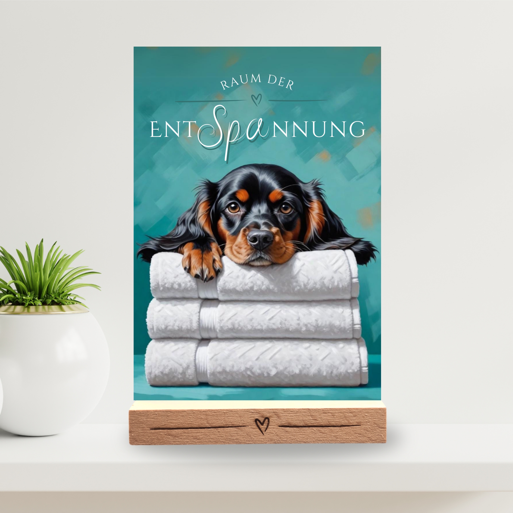 Hundeschild Deko Badezimmer Wellness Cocker Spaniel  Schild Spruch