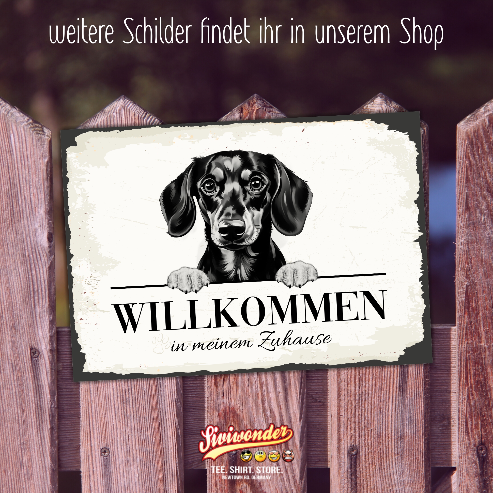 Hundeschild Willkommen Zuhause Dackel No.5 Dog Schild Spruch Türschild  Warnschild