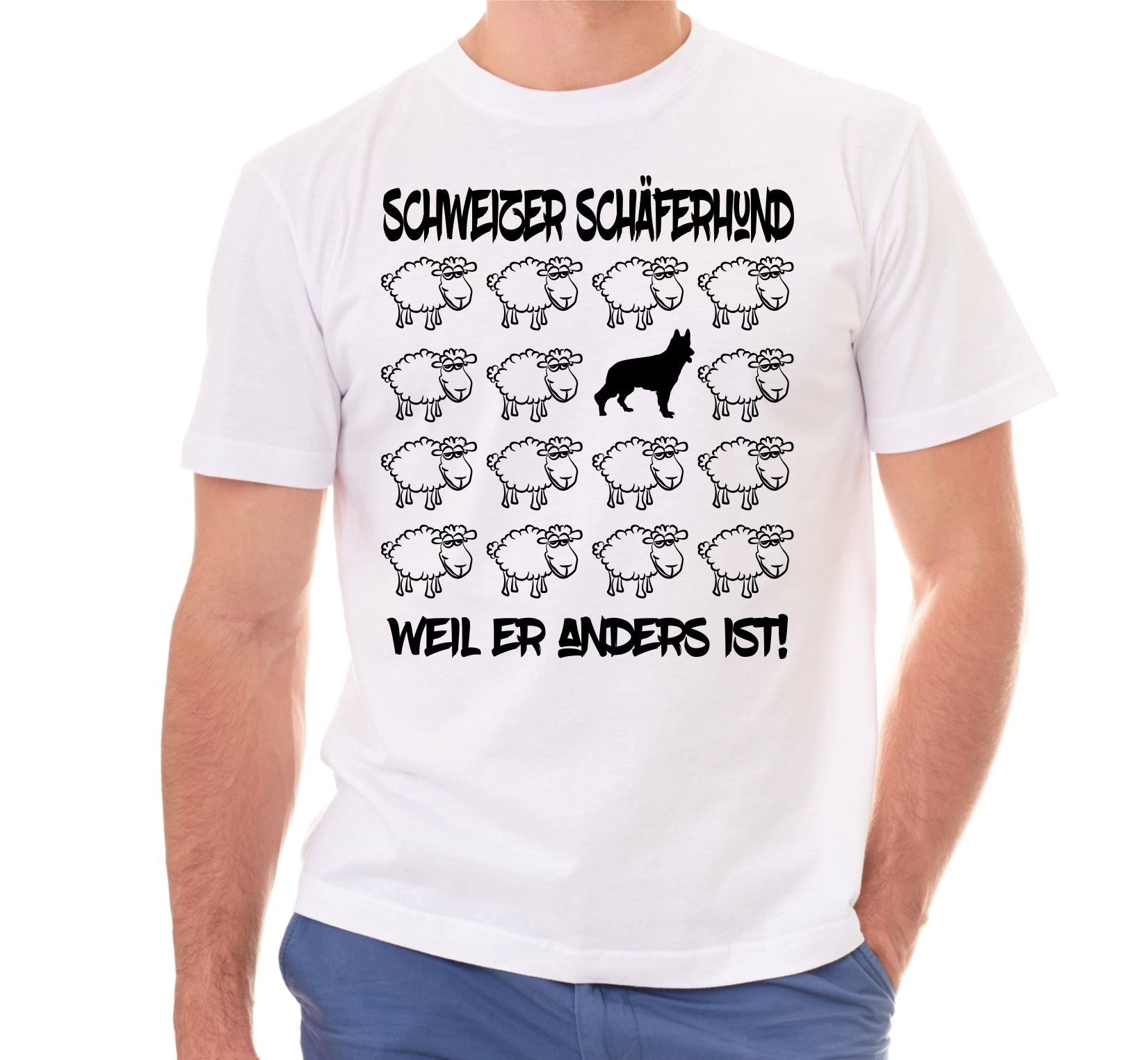 SCHWEIZER SCHÄFERHUND UNISEX T-SHIRT BLACK SHEEP by SIVIWONDER