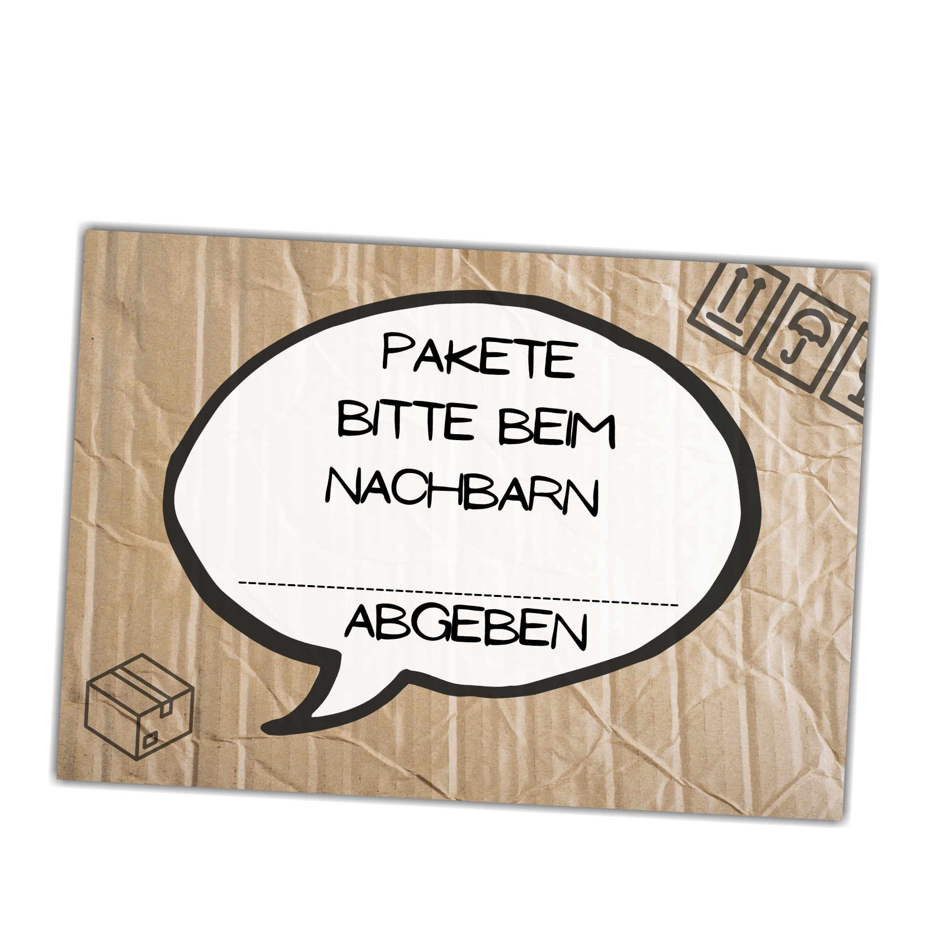 Pakete bitte beim Nachbarn .......... abgeben Schild  Versand - Abstellgenehmigung - Ablageort - GarageSpruch Türschild Warnschild Metallschild