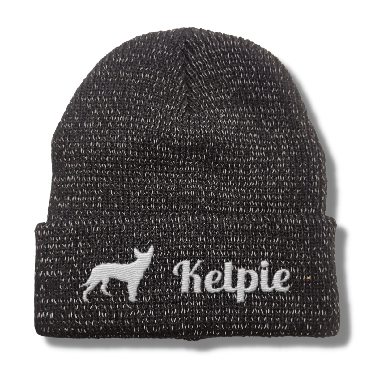 Kelpie reflektierende Mütze Stickerei Hund Winter Strickmütze reflex Beanie warm