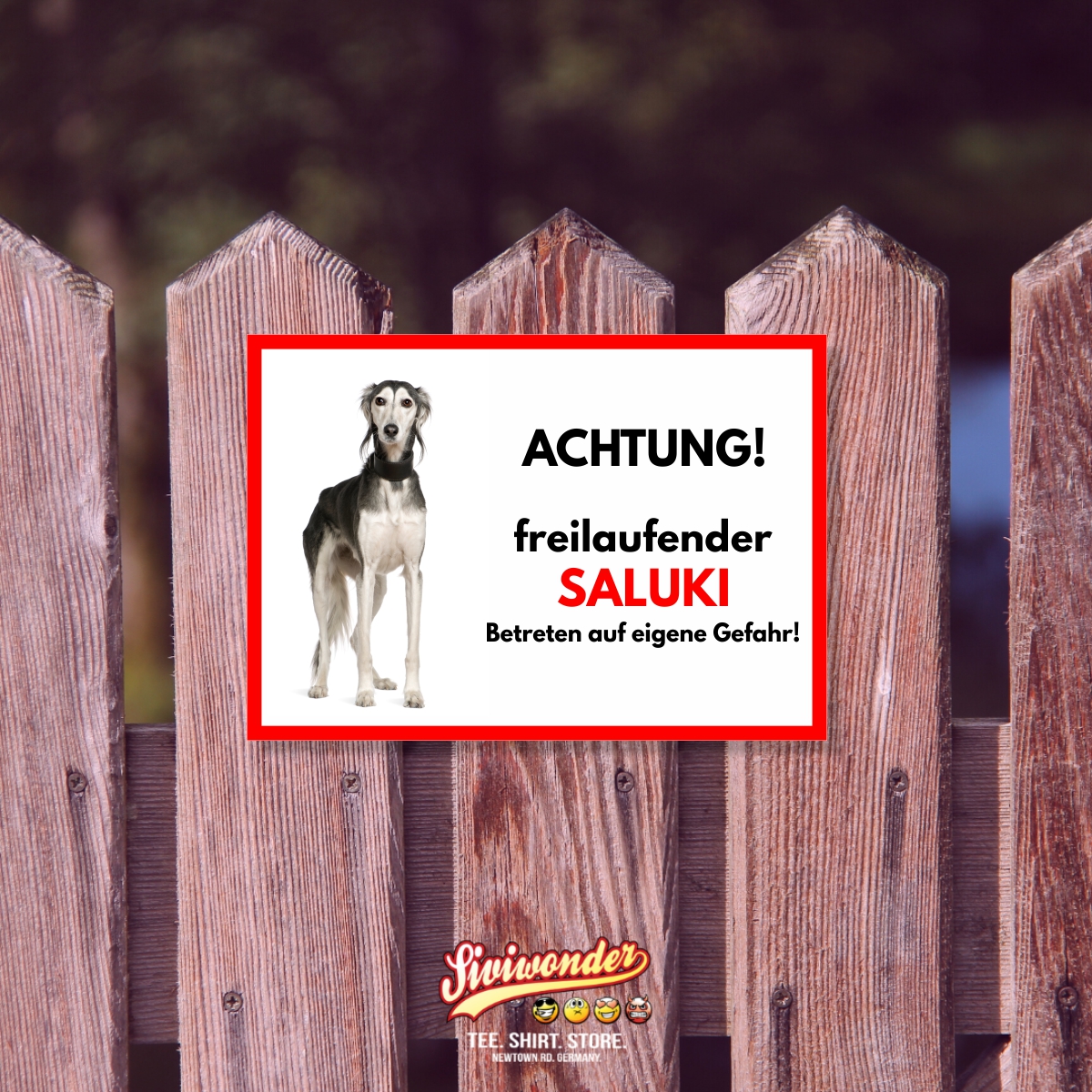 Saluki Freilaufender Hund Dog Schild Spruch Türschild Hundeschild Warnschild