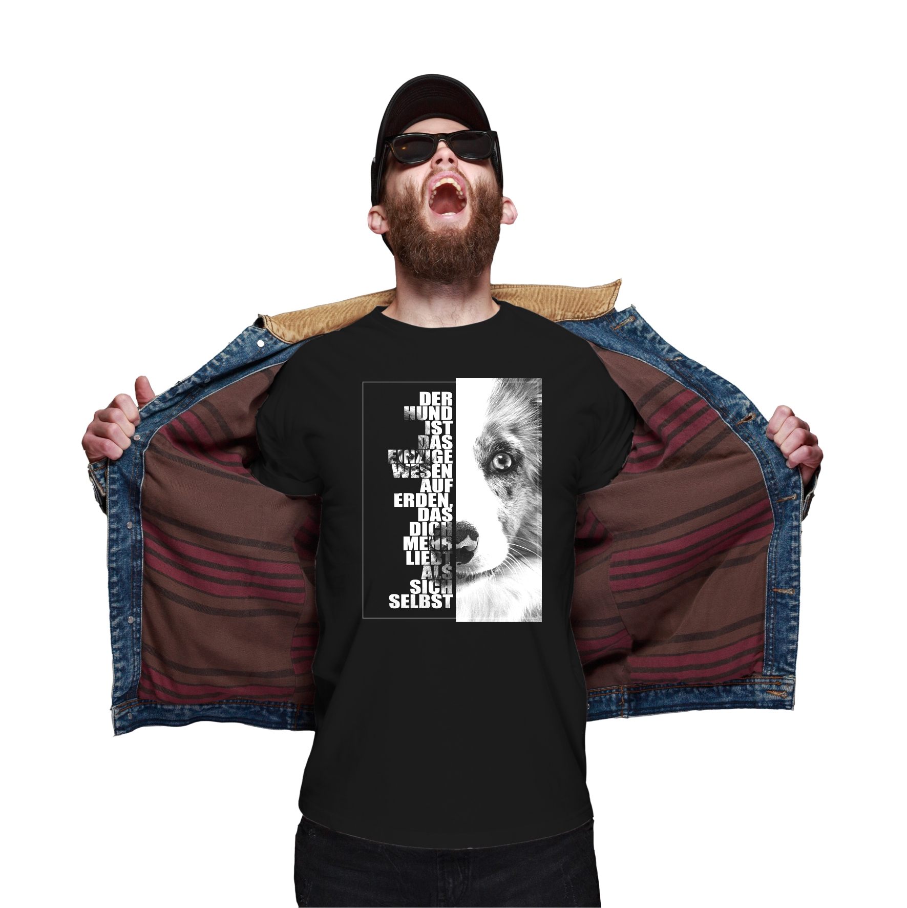 Border Collie Unisex T-Shirt Face Hundemotiv Sheepdog Scotch Sheep Dog