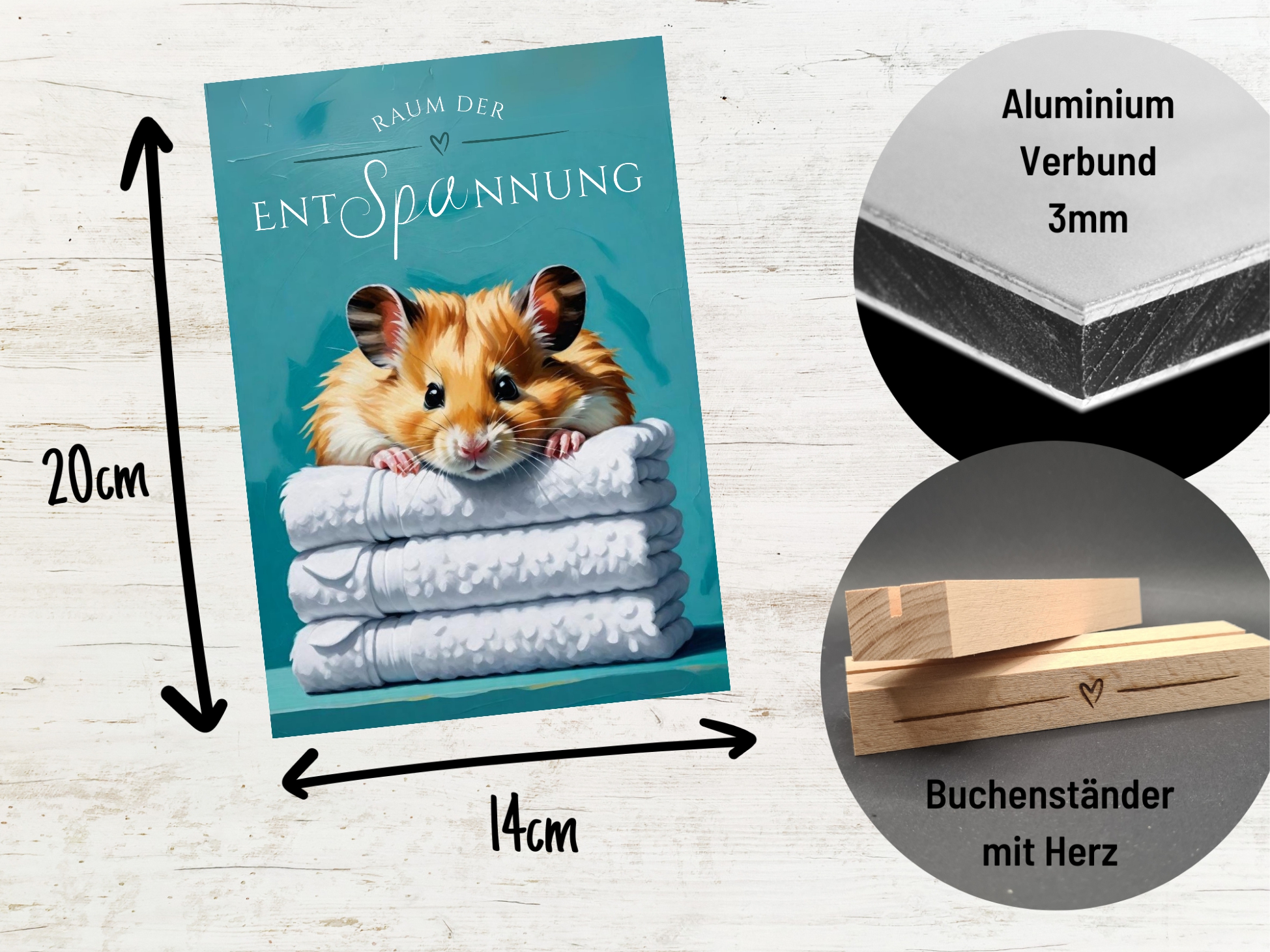 Hamster Goldhamster  Schild Wellness Handtuch Entspannung  Schild Spruch