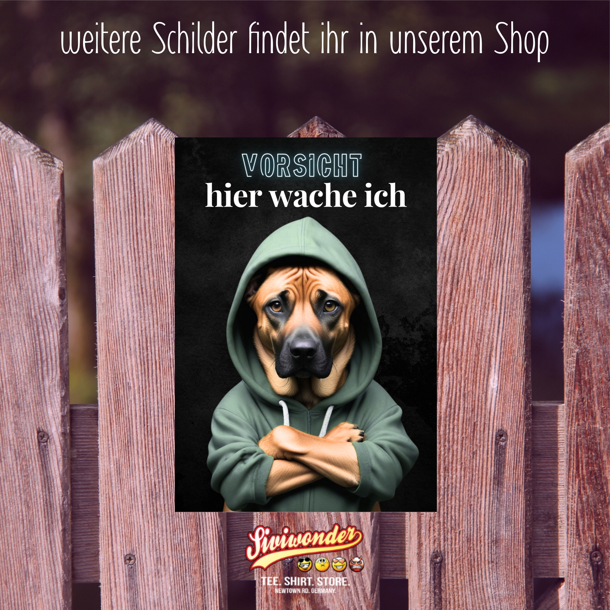 Hundeschild Schild Vorsicht Rhodesian Ridgeback Dog Spruch Türschild Warnschild Hund hier wache ich