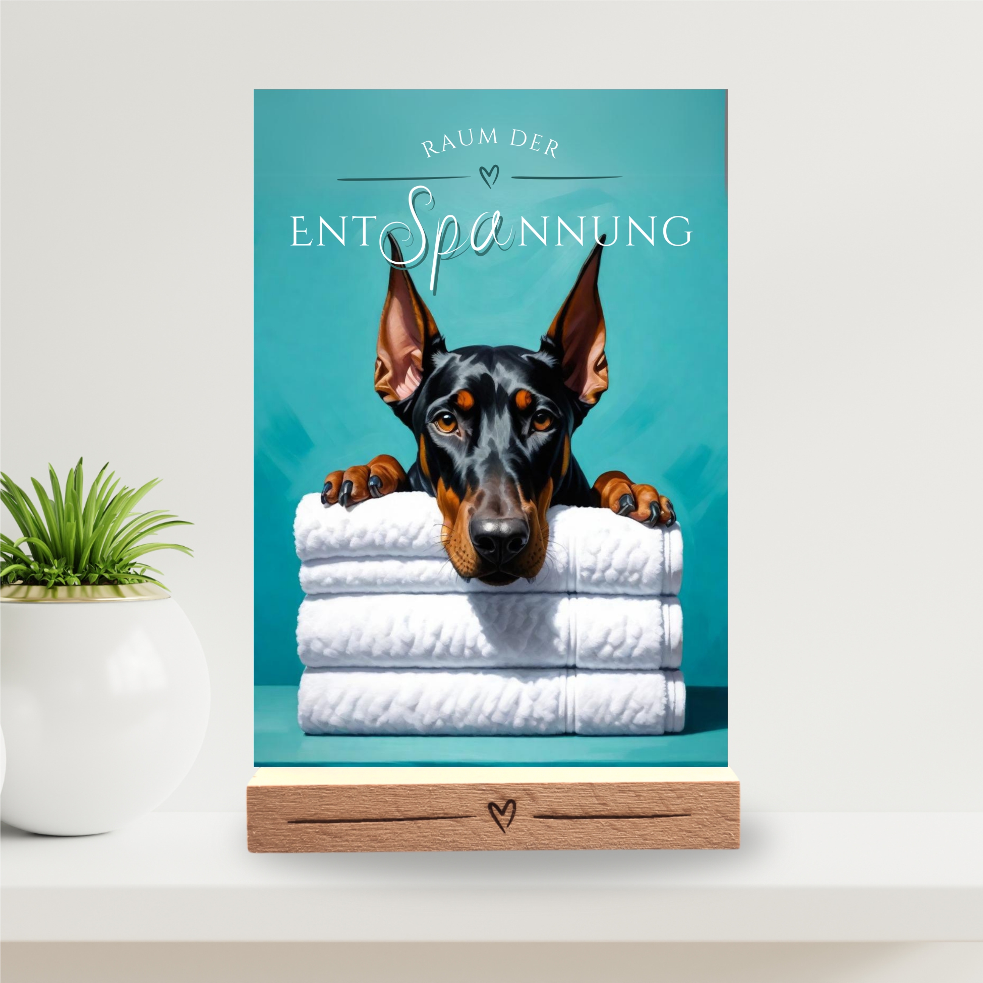 Hundeschild Deko Badezimmer Wellness  Dobermann Dobi Schild Spruch