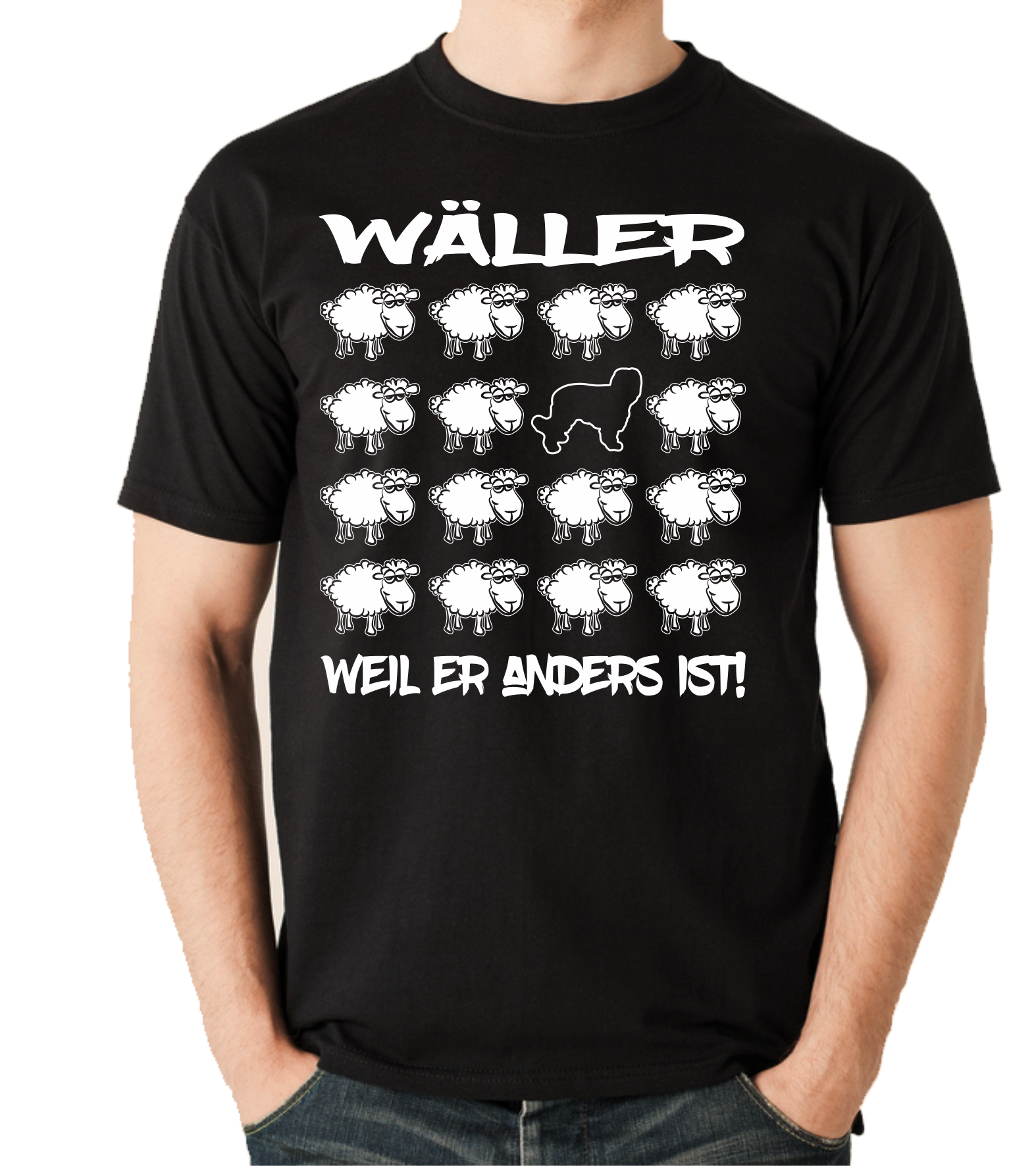 WÄLLER UNISEX T-SHIRT BLACK SHEEP by SIVIWONDER