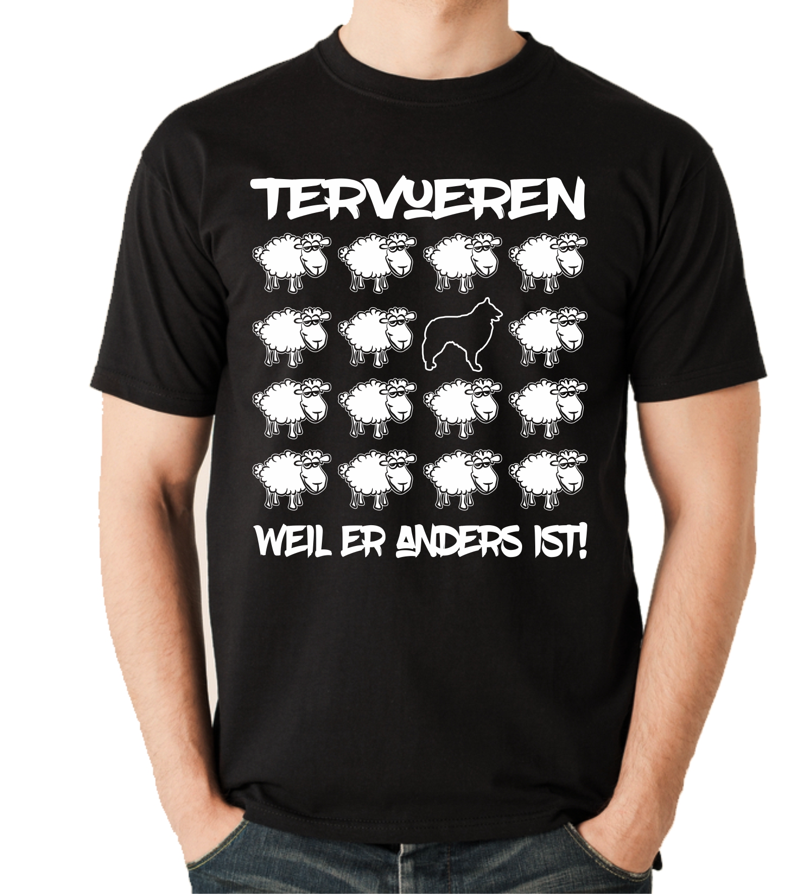 TERVUEREN UNISEX T-SHIRT BLACK SHEEP by SIVIWONDER