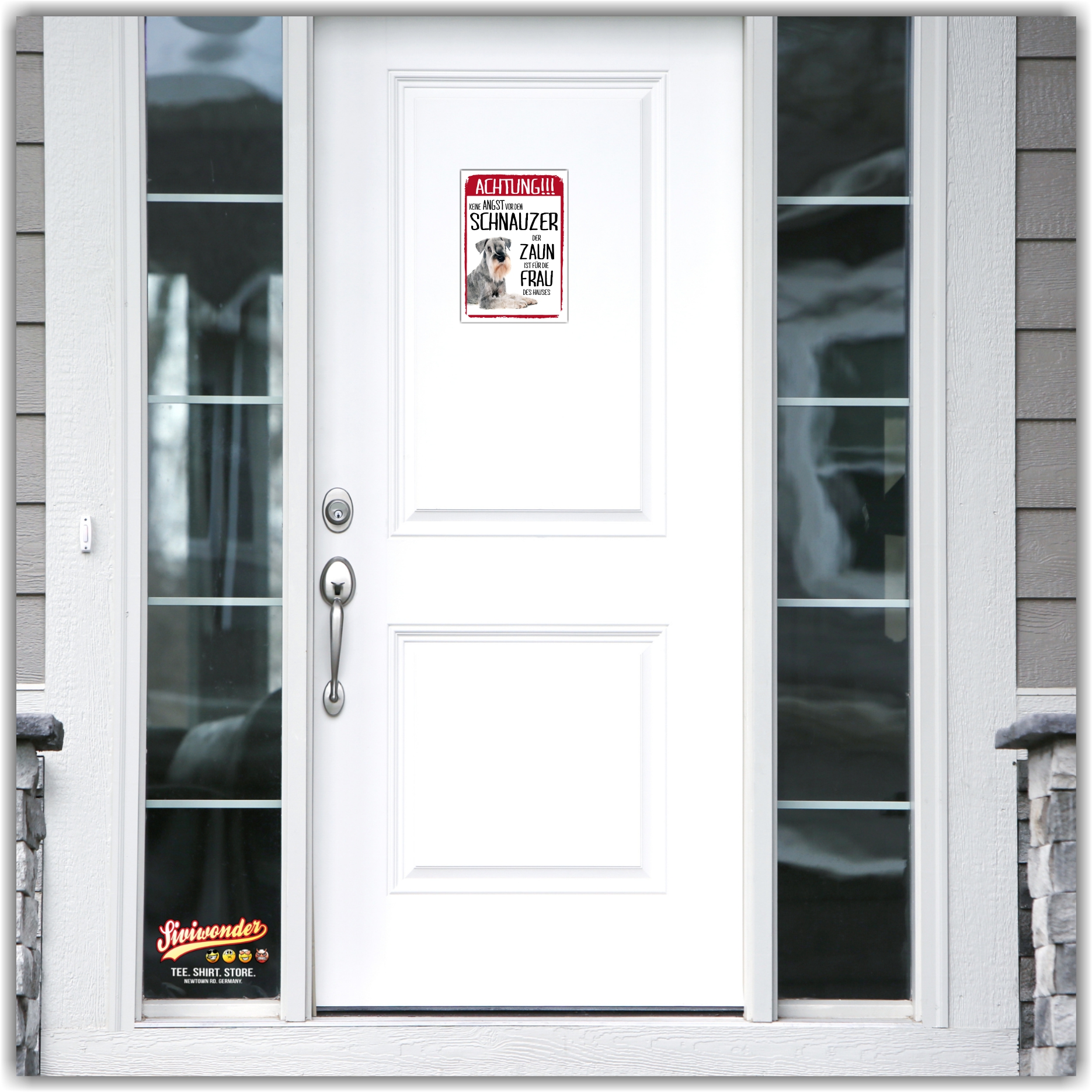 Schnauzer Dog Schild Achtung Zaun Frau Spruch Türschild Hundeschild Warnschild Fun Dog Schild Achtun