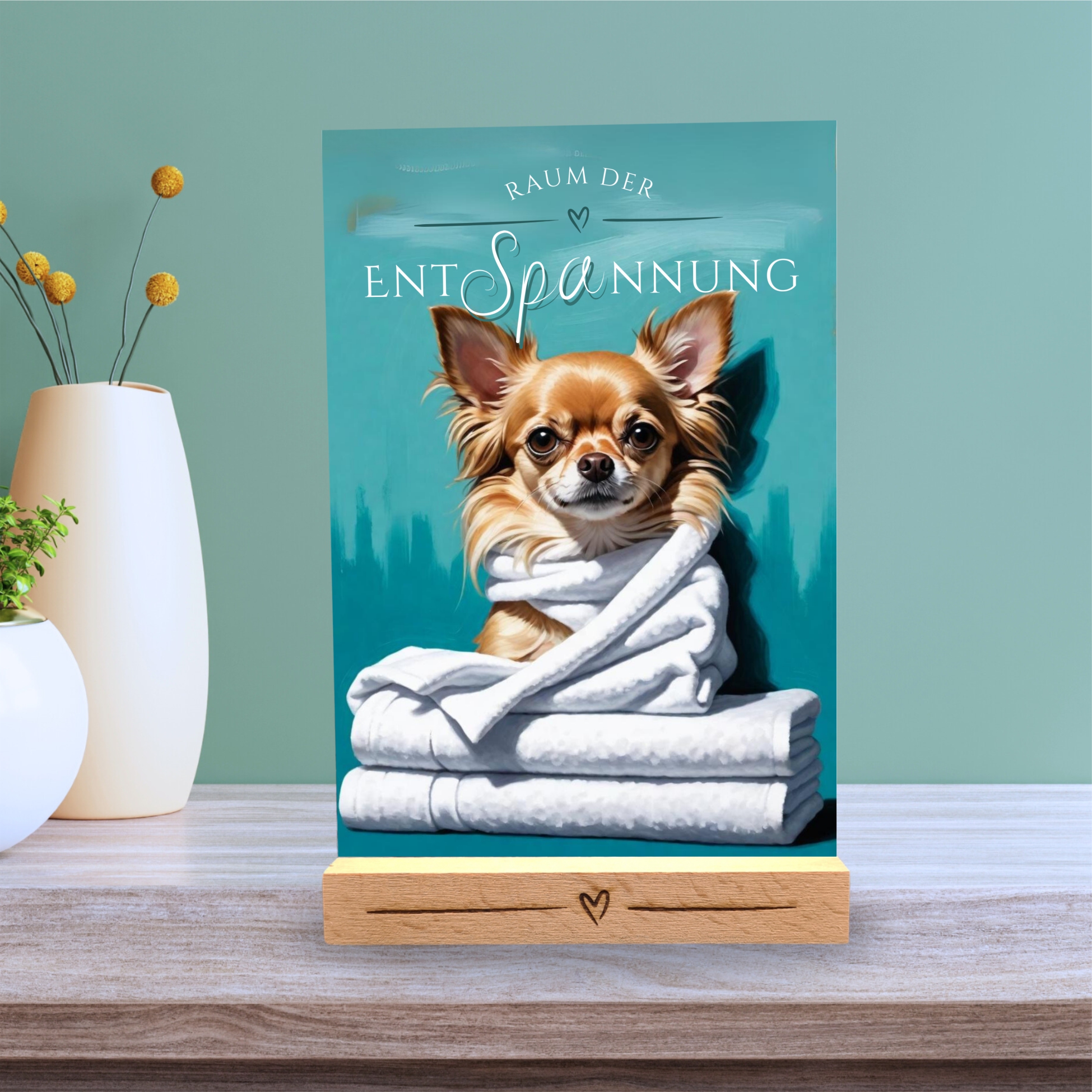 Hundeschild Deko Badezimmer Wellness  Chihuahua Chi Schild Spruch