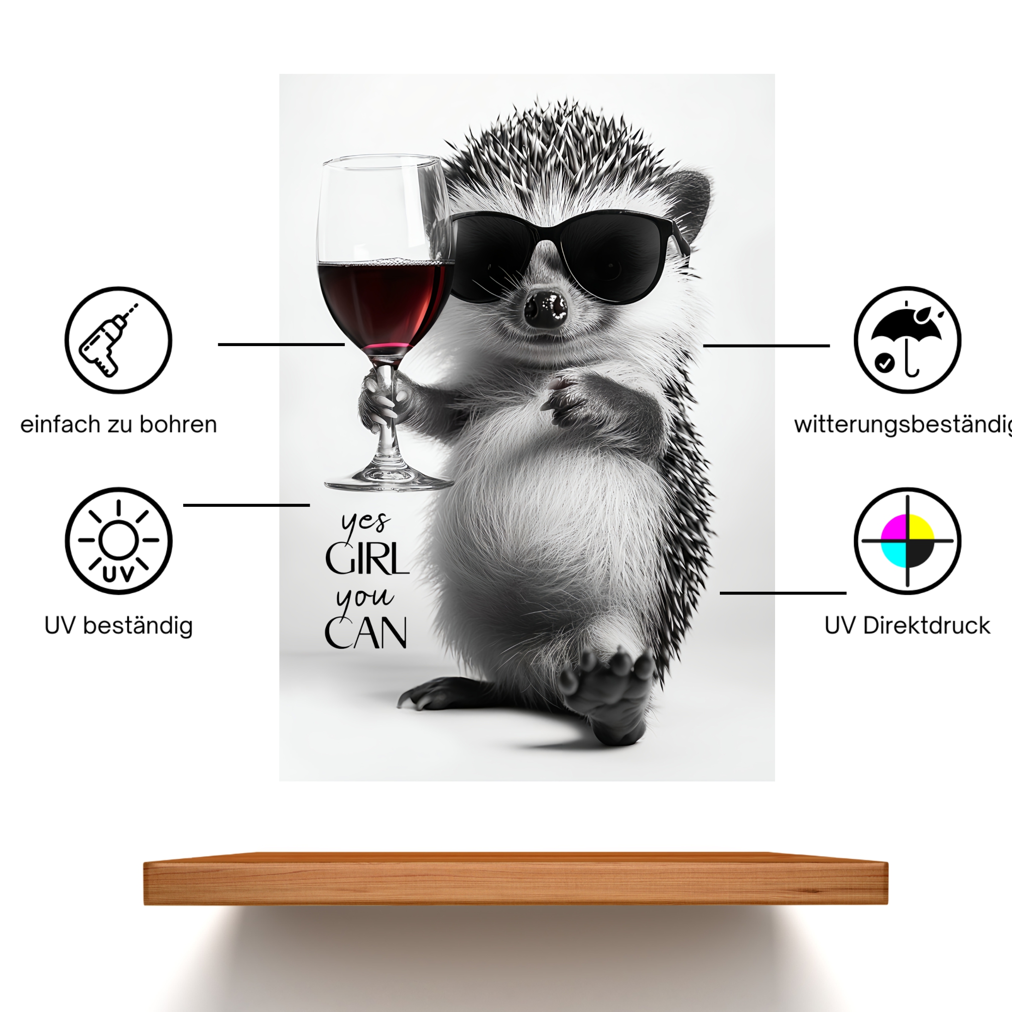 Schild Igel Artprint Wein Spruch Deko Wanddekor Geschenkidee Quotes Weinliebhaber