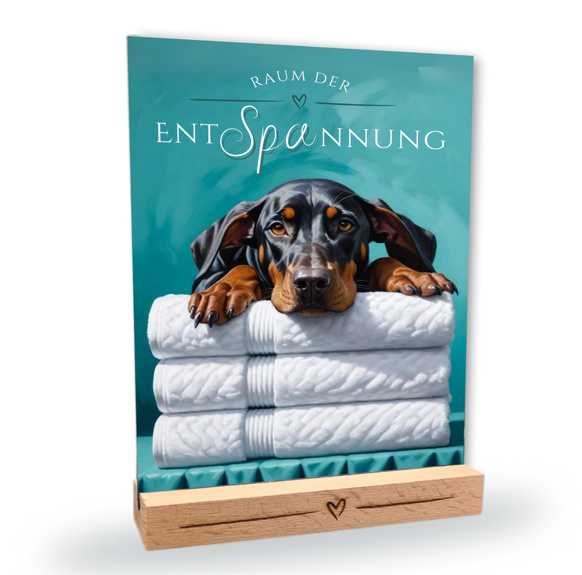 Hundeschild Deko Badezimmer Wellness  Dobermann Dobi Schild Spruch