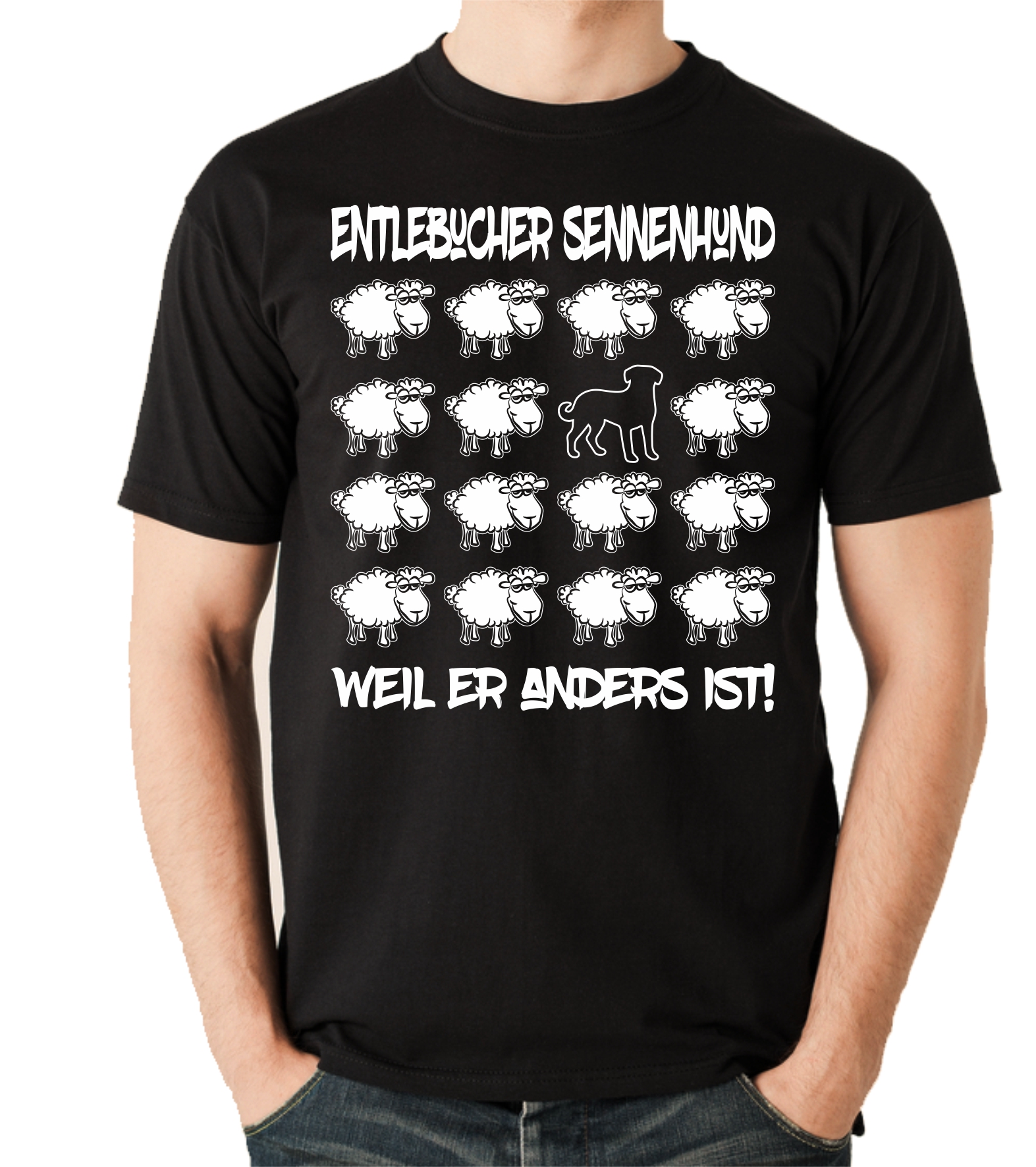 ENTLEBUCHER SENNENHUND UNISEX T-SHIRT BLACK SHEEP by SIVIWONDER