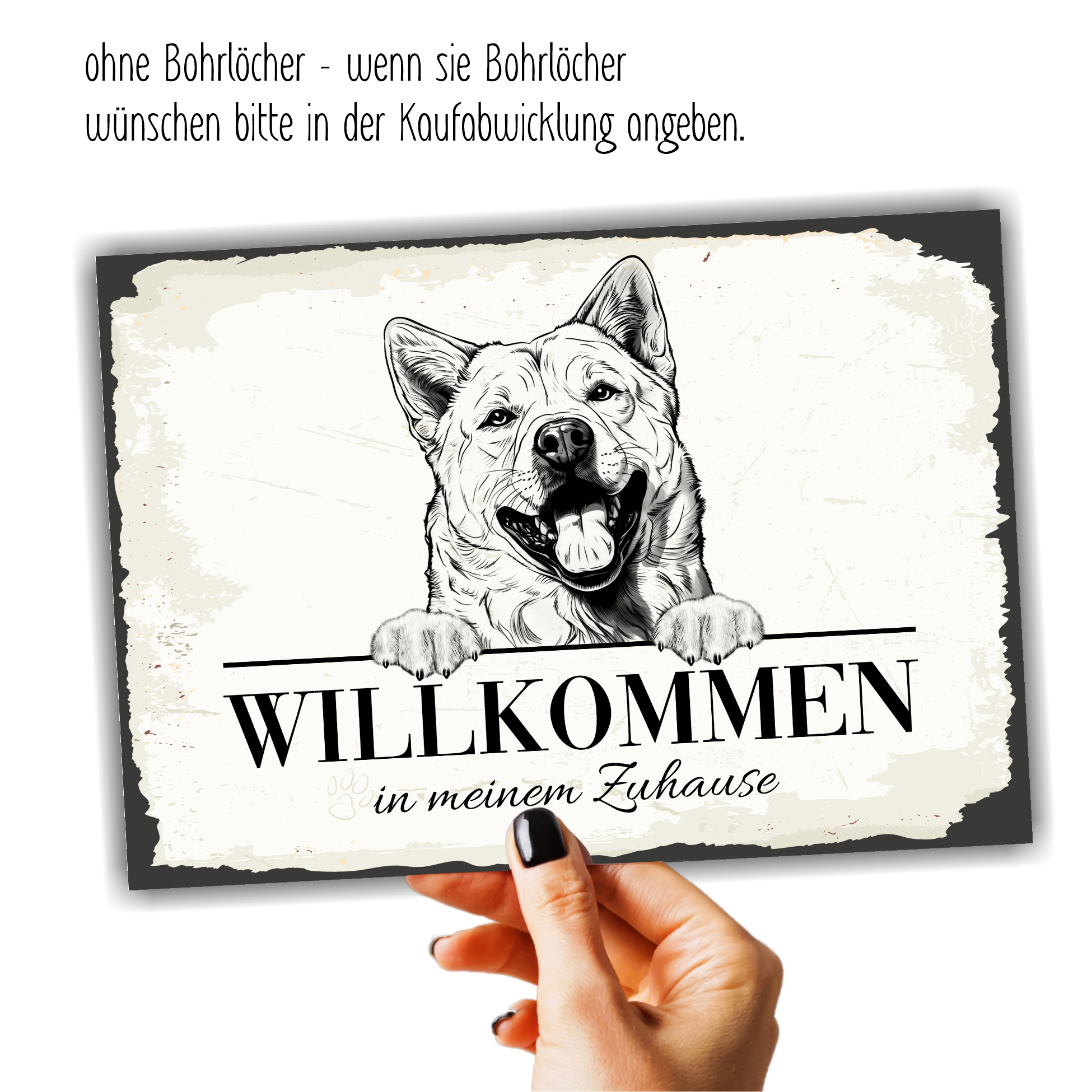 Hundeschild Willkommen Zuhause Akita Inu JapanSchild Achtung Zaun Frau Spruch Türschild Hundeschild Warnschild  Design by Siviwonder