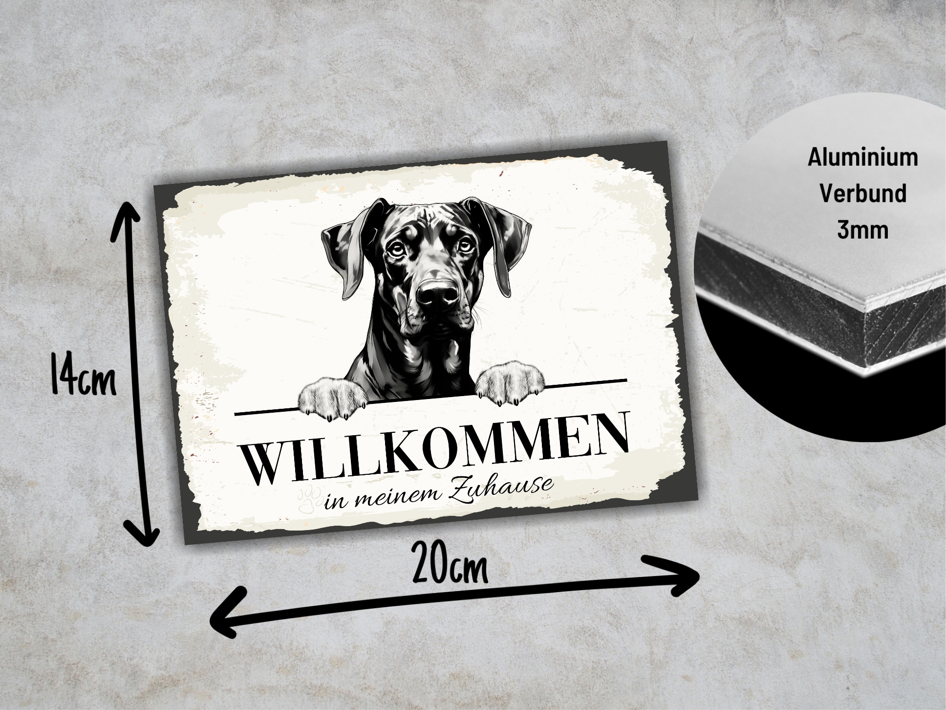 Hundeschild Willkommen Zuhause Dobermann Dobi Schild Achtung Spruch