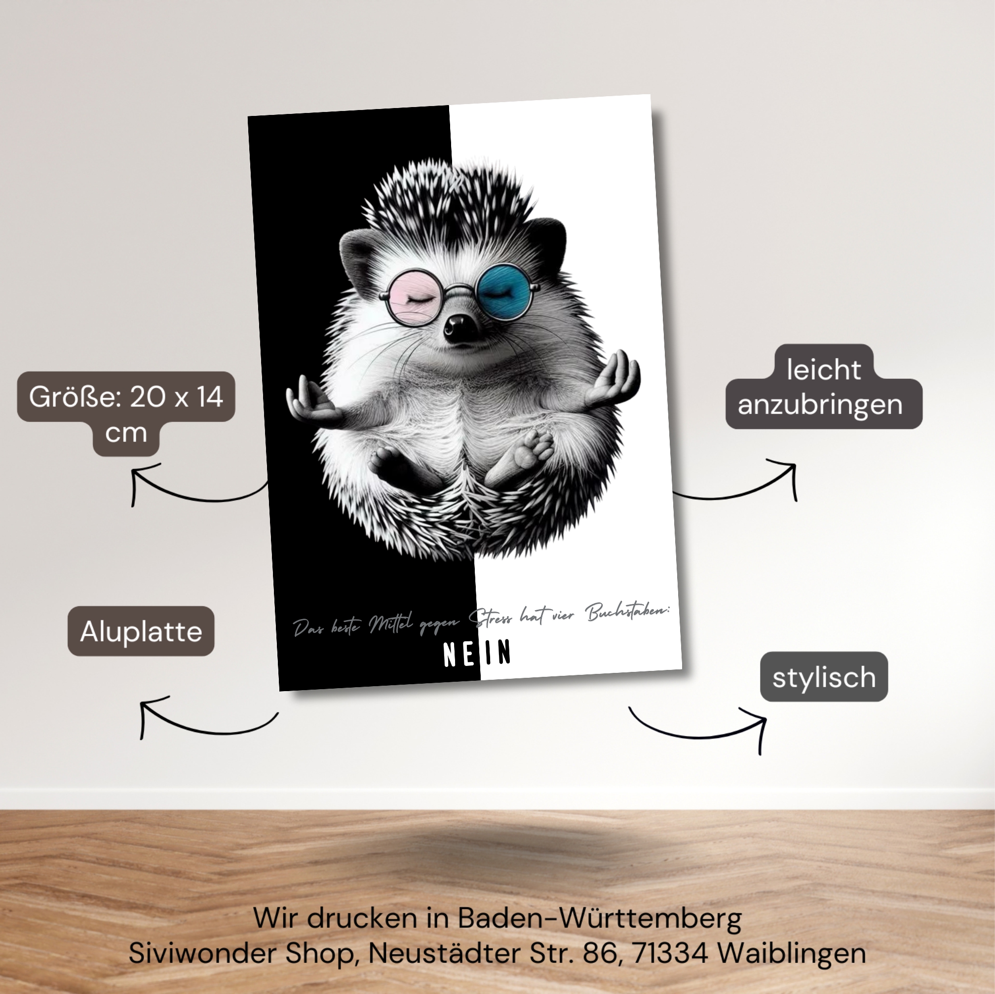 Schild Igel Artprint Yoga Spruch Deko Nein Wanddekor Geschenkidee Quotes Positive Motivation